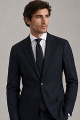 Selected 100% silk tie Navy