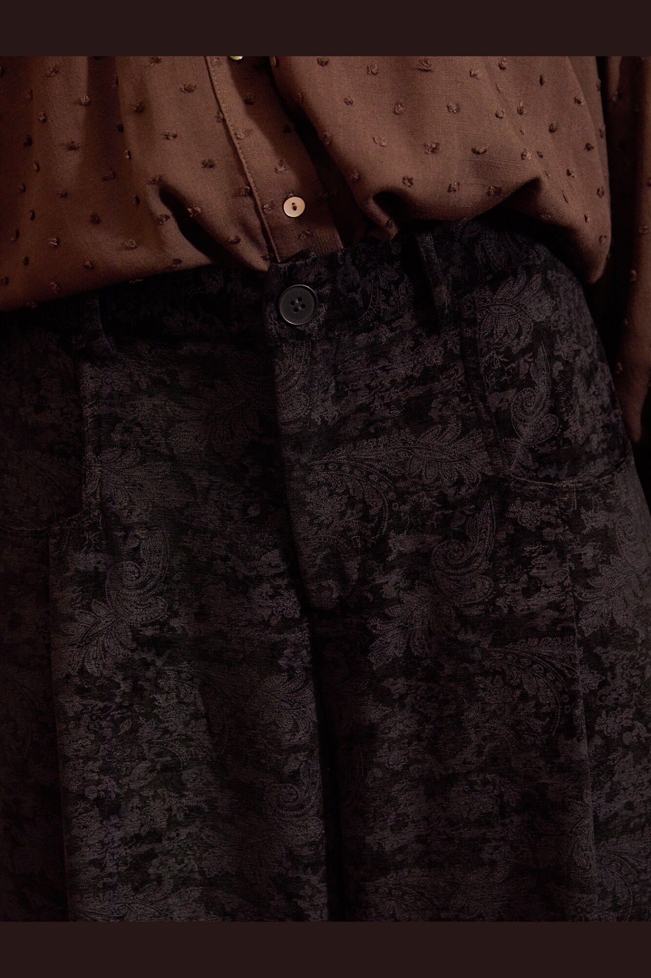 Meisie Pantalones holgados de terciopelo Negro