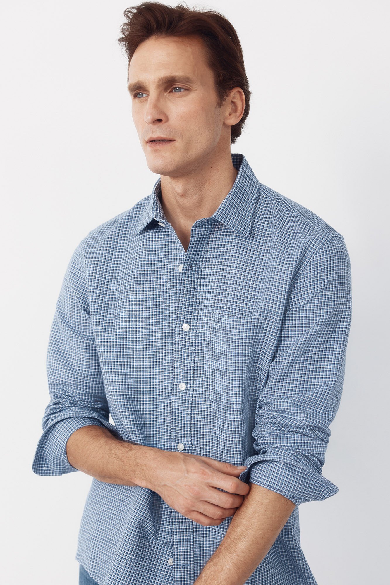 Cortefiel Plaid linen cotton shirt