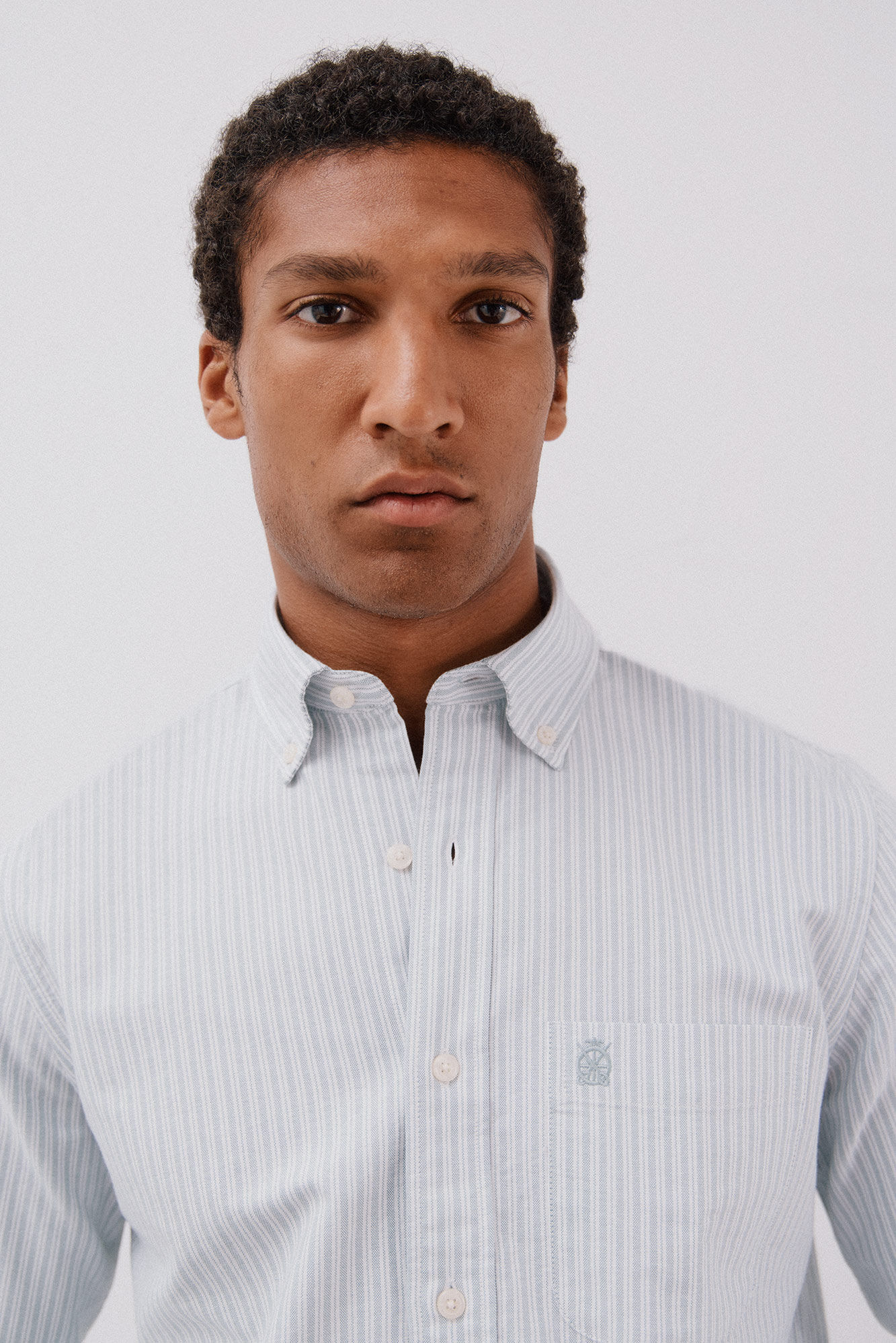 Cortefiel Striped oxford shirt Kaki