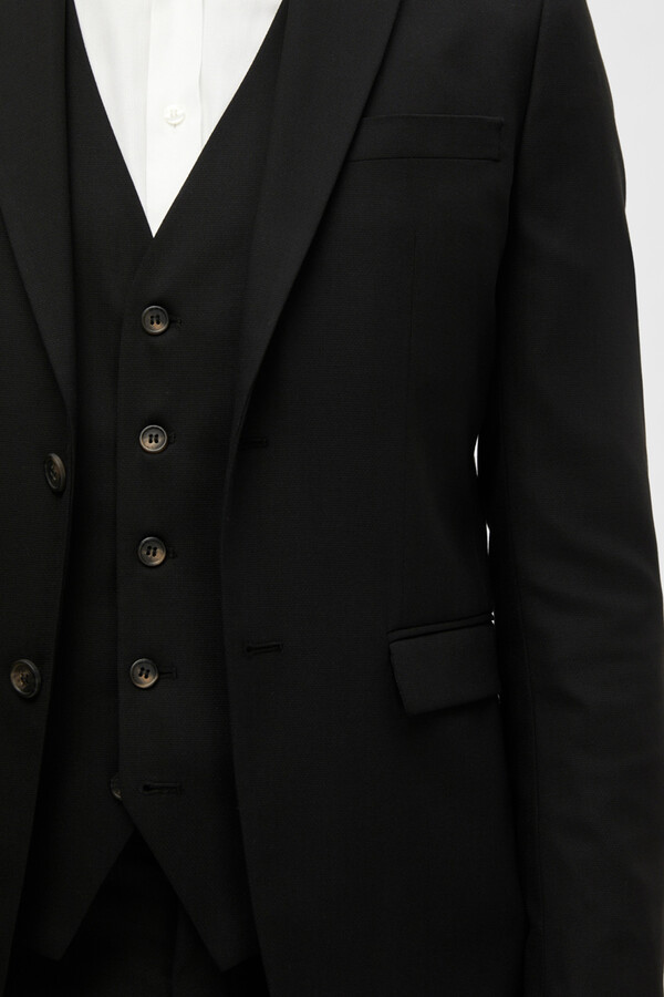 Cortefiel Slim Fit Men's Two Piece Suit Black