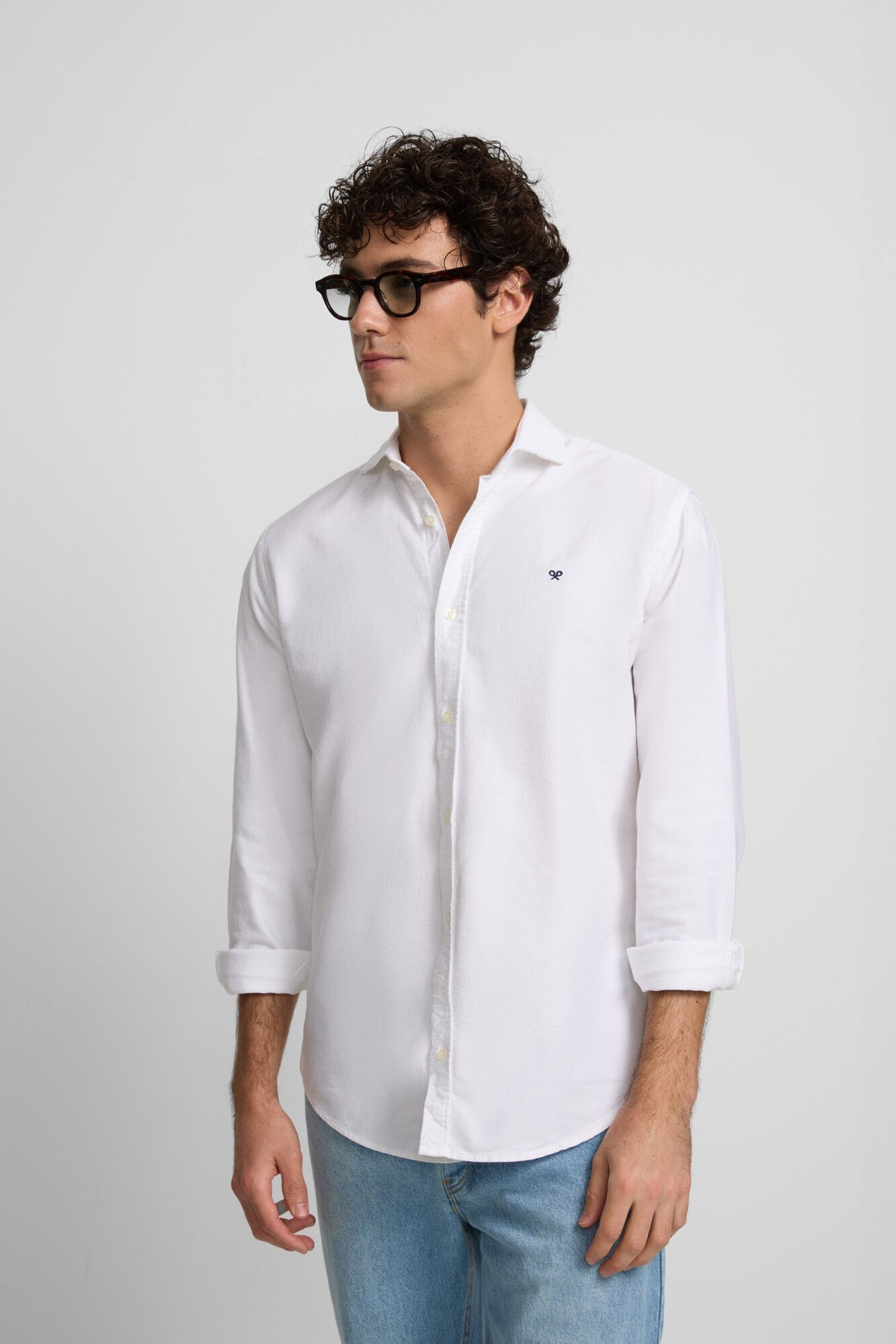 Silbon Camisa sport oxford cutaway Blanco