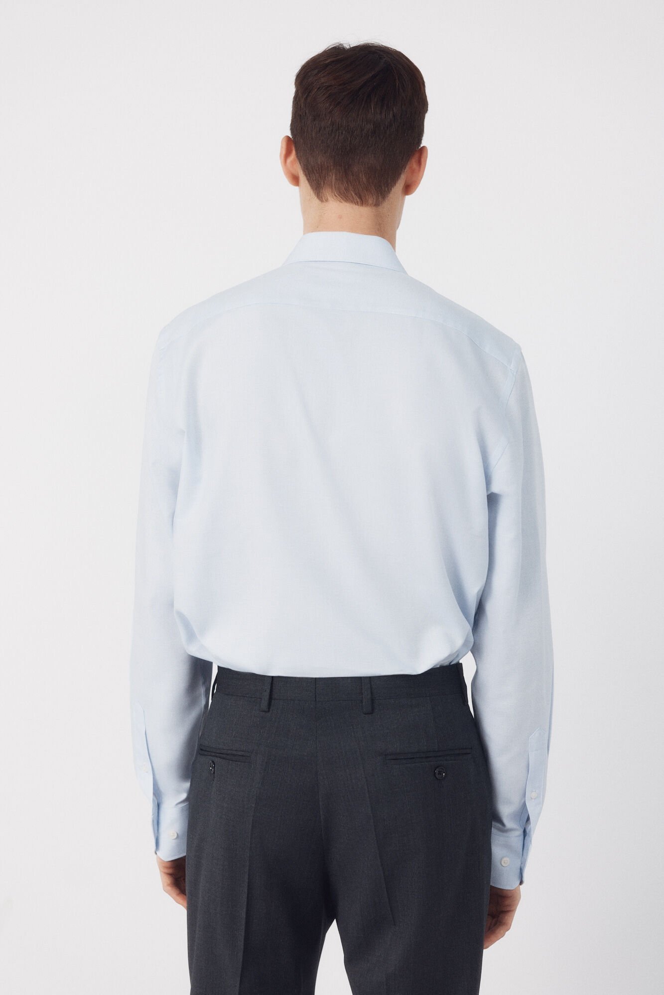 Cortefiel Dress shirt with a textured cotton-Tencel fabric Blue