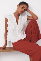 Cortefiel Flowy textured trousers Coral