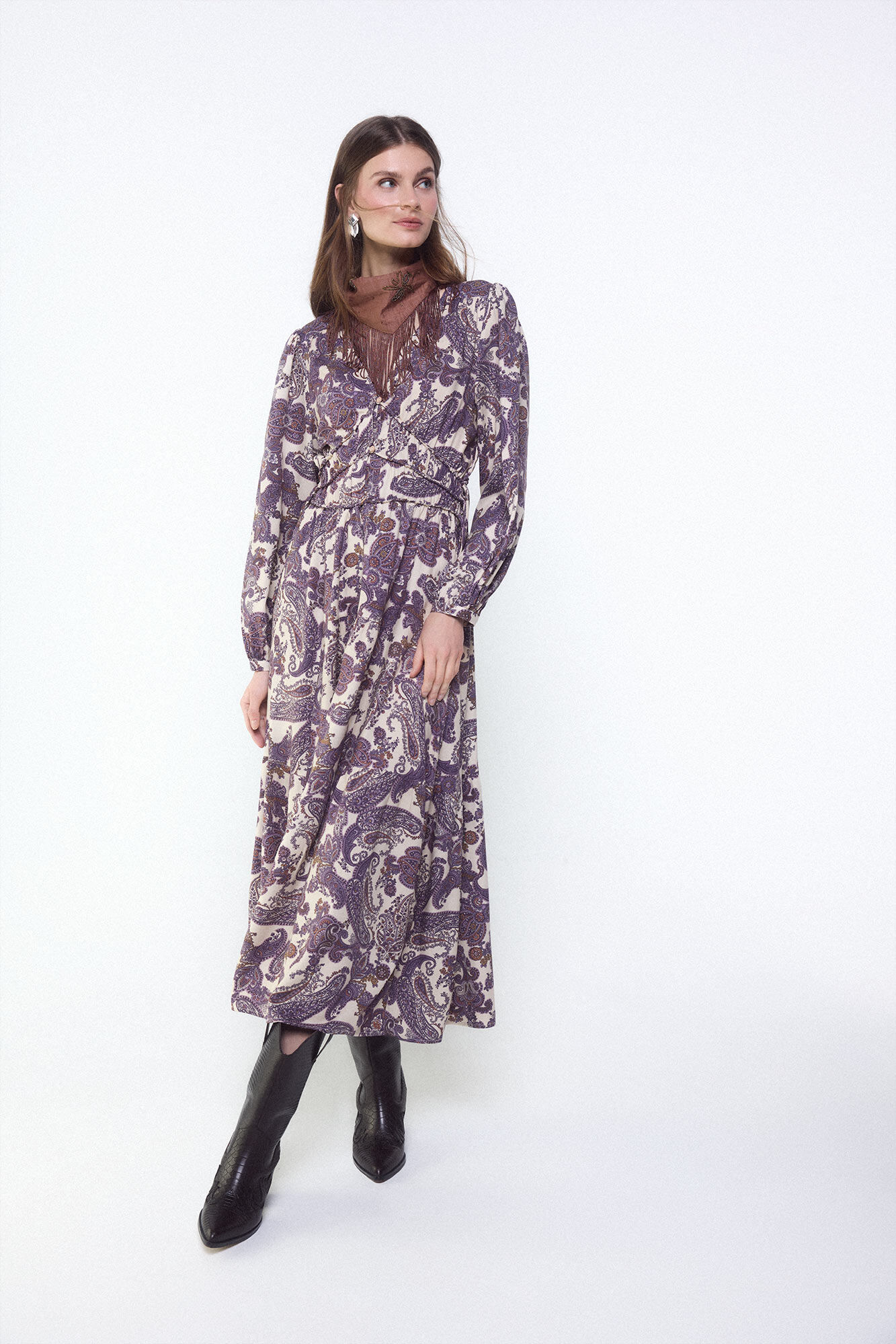 Slowlove Vestido fluido estampado Estampado morado