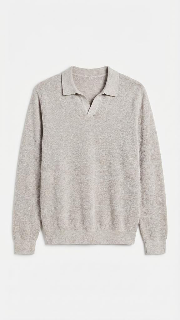 Cortefiel Torzal long sleeve polo shirt Beige