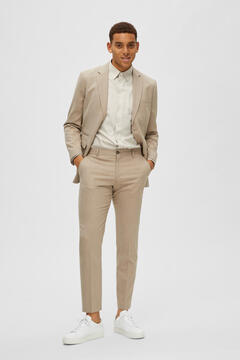 Cortefiel Slim fit suit trousers with wool Brown