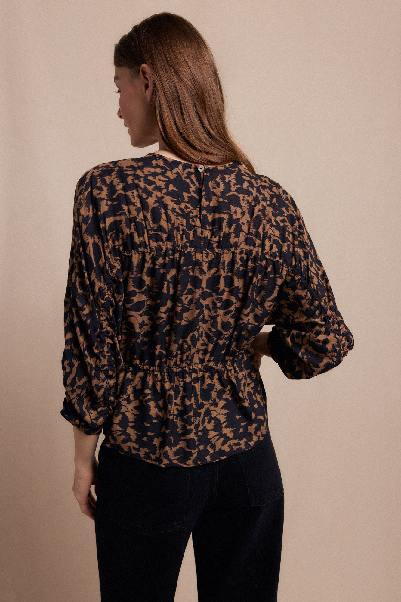 Slowlove Blusa frunces estampada Preto