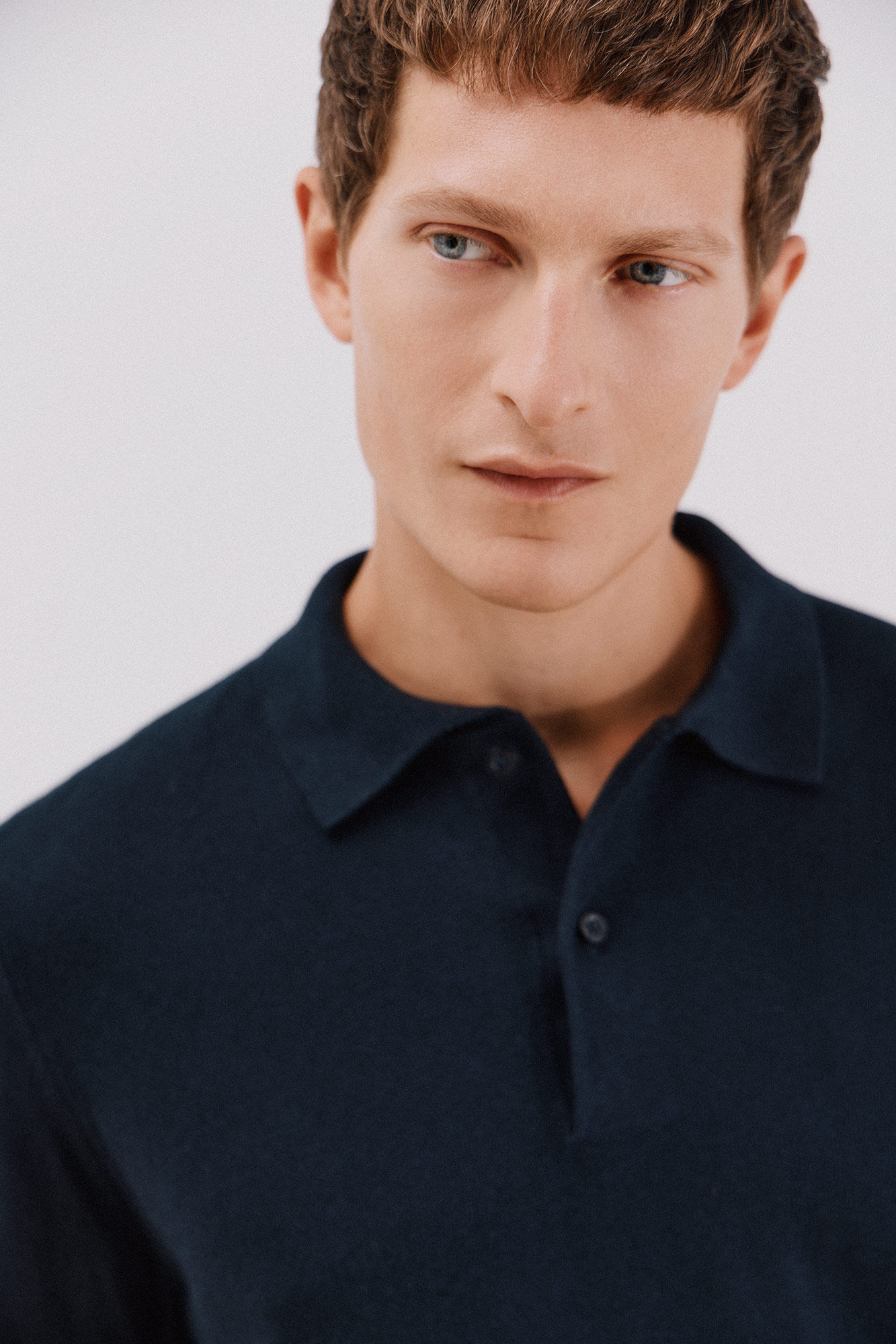 Cortefiel Cotton cashmere polo shirt neck jersey Navy