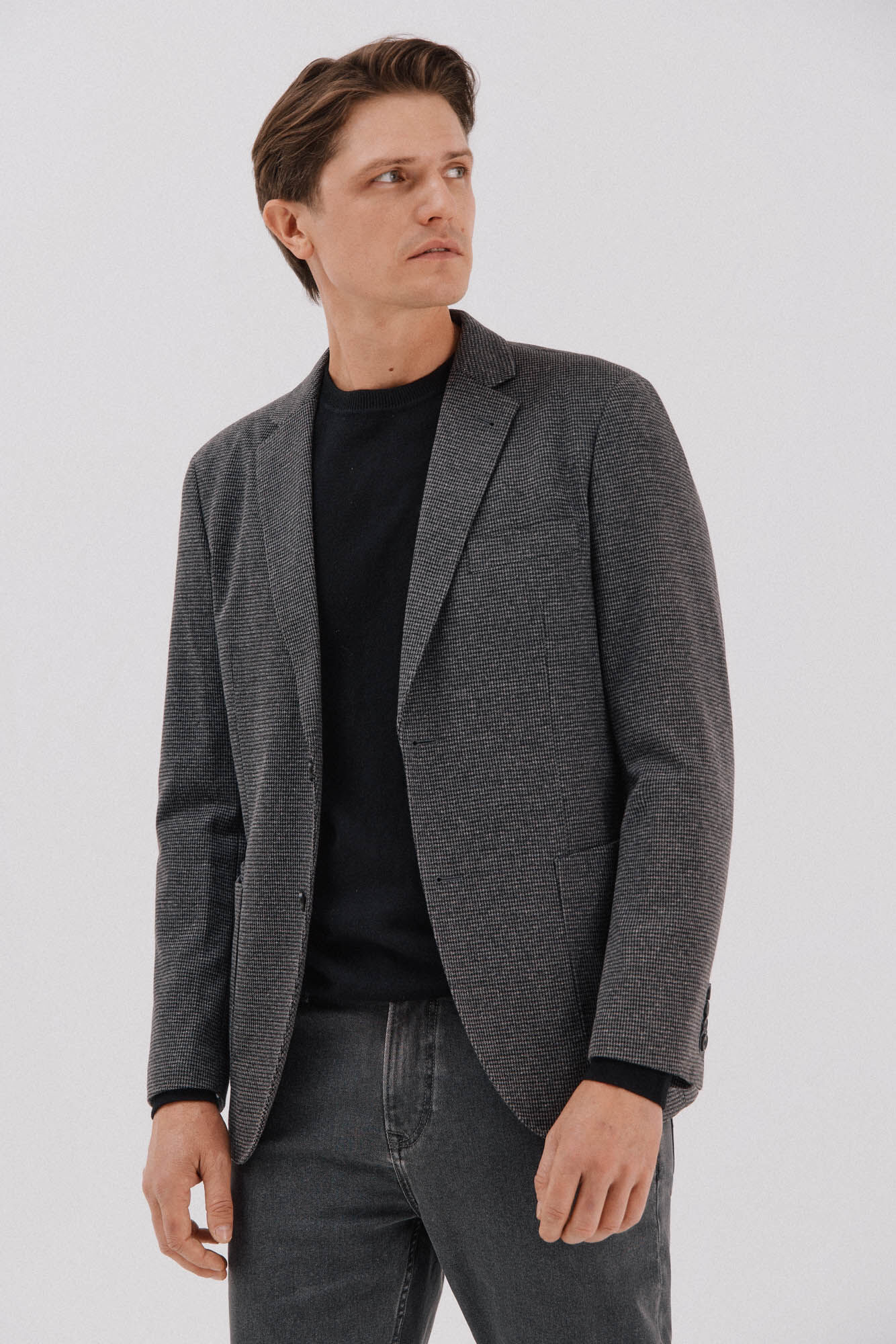 Cortefiel Houndstooth jersey-knit blazer