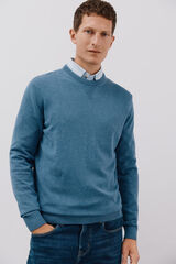 Cortefiel Fine knit cotton round neck jersey-knit  Blue