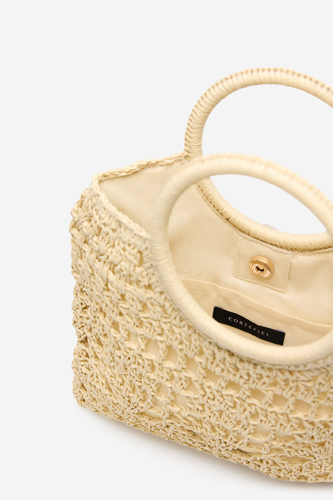 Cortefiel Raffia braided pouch