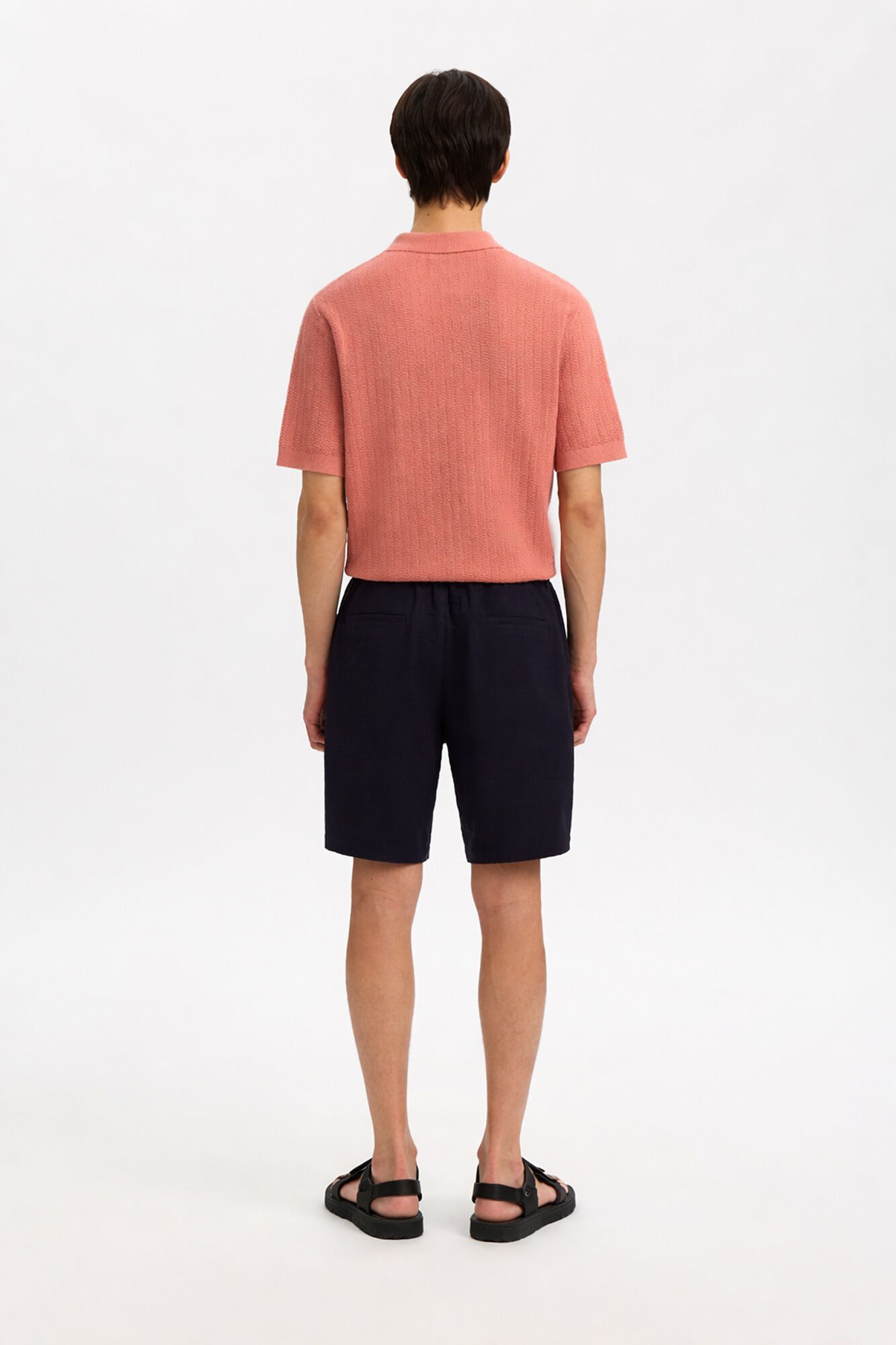 Selected Cal&ccedil;&otilde;es em tecido estruturado Preto