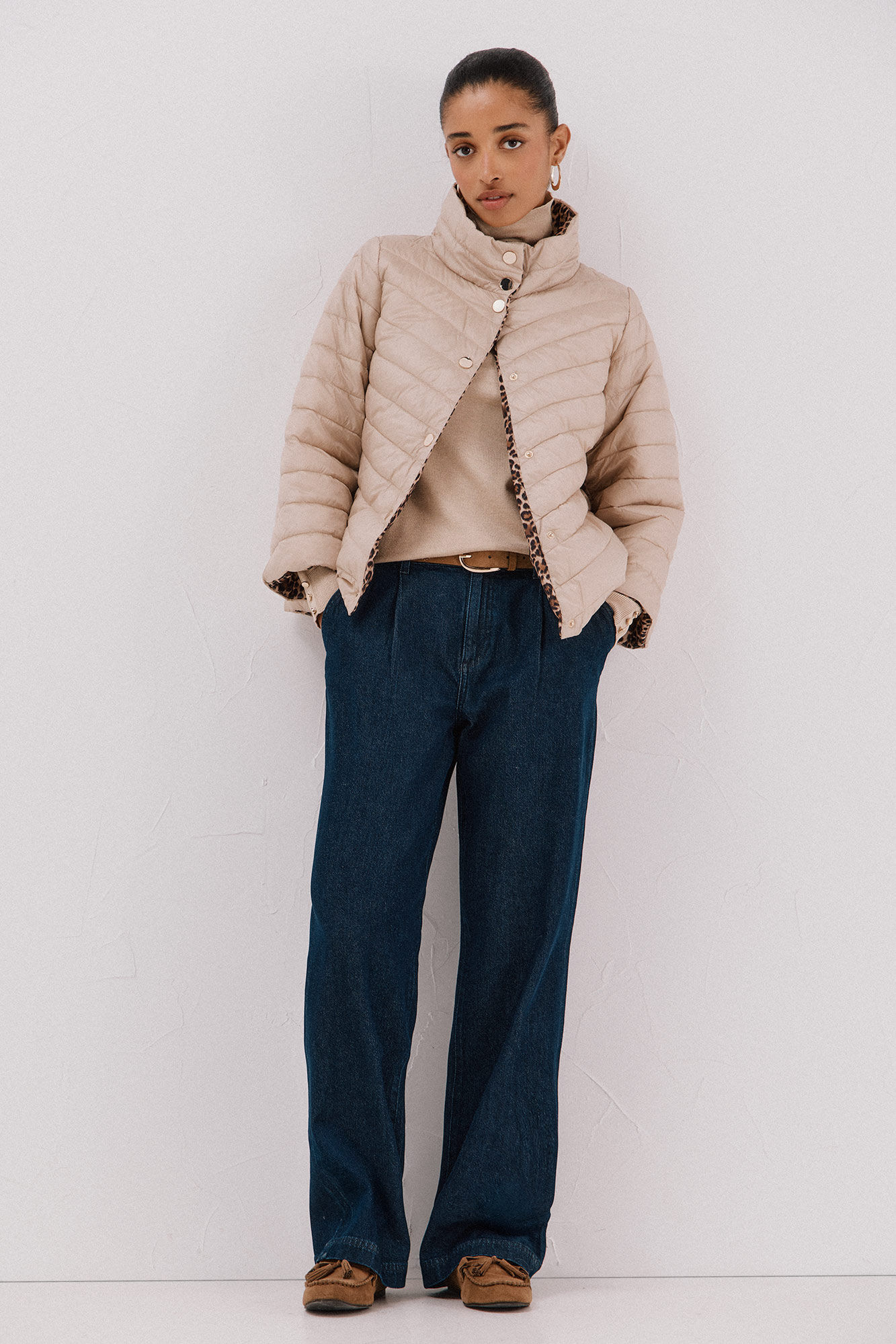 Cortefiel Blus&atilde;o revers&iacute;vel thermolite&reg; Ecru