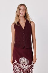 Cortefiel V-neck sleeveless gilet Maroon