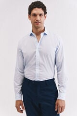 Cortefiel Camisa riscas algod&atilde;o Azul