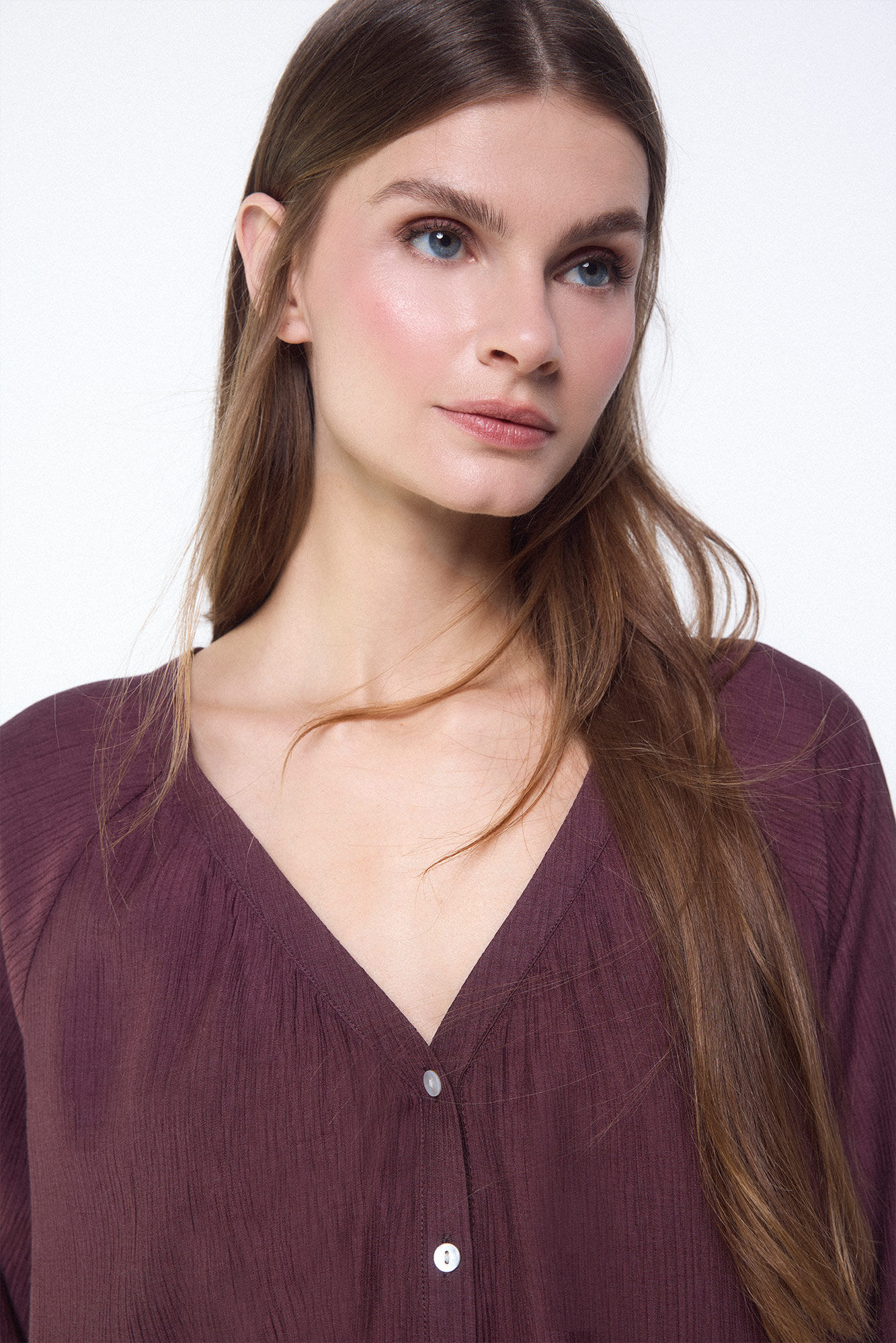 Slowlove Fluid pleated blouse Maroon