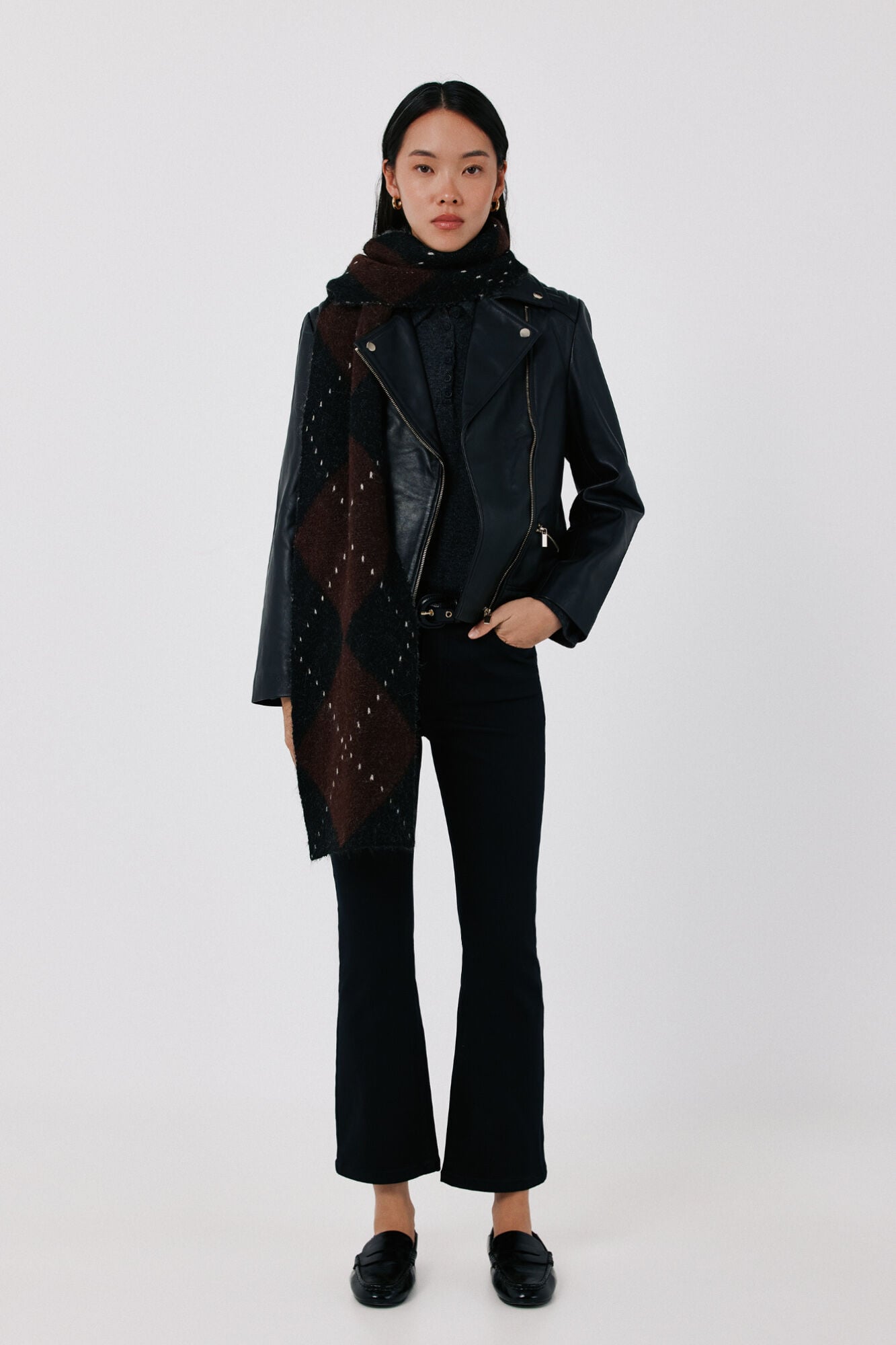 Cortefiel Leather zip fastening jacket