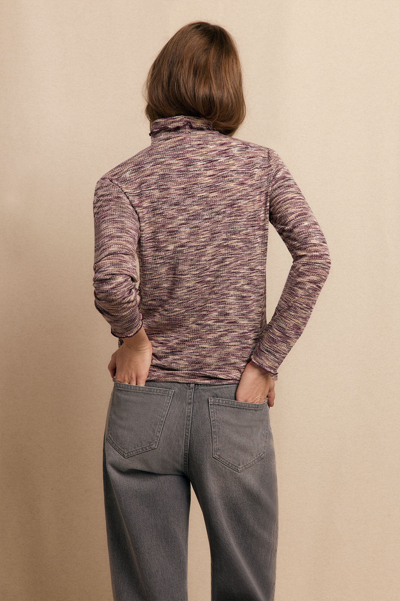 Slowlove Camiseta melange de gola alta Roxo