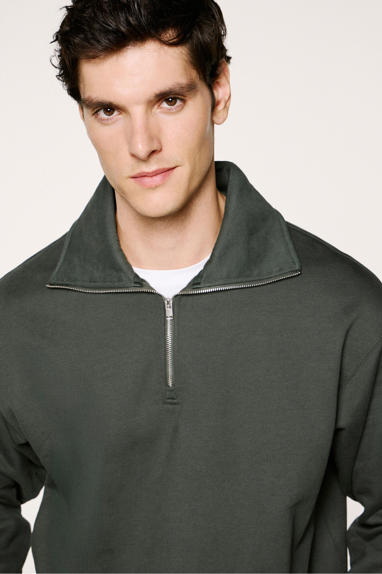 Selected Sweatshirt 100% algod&atilde;o org&acirc;nico com meia fecho-&eacute;clair 