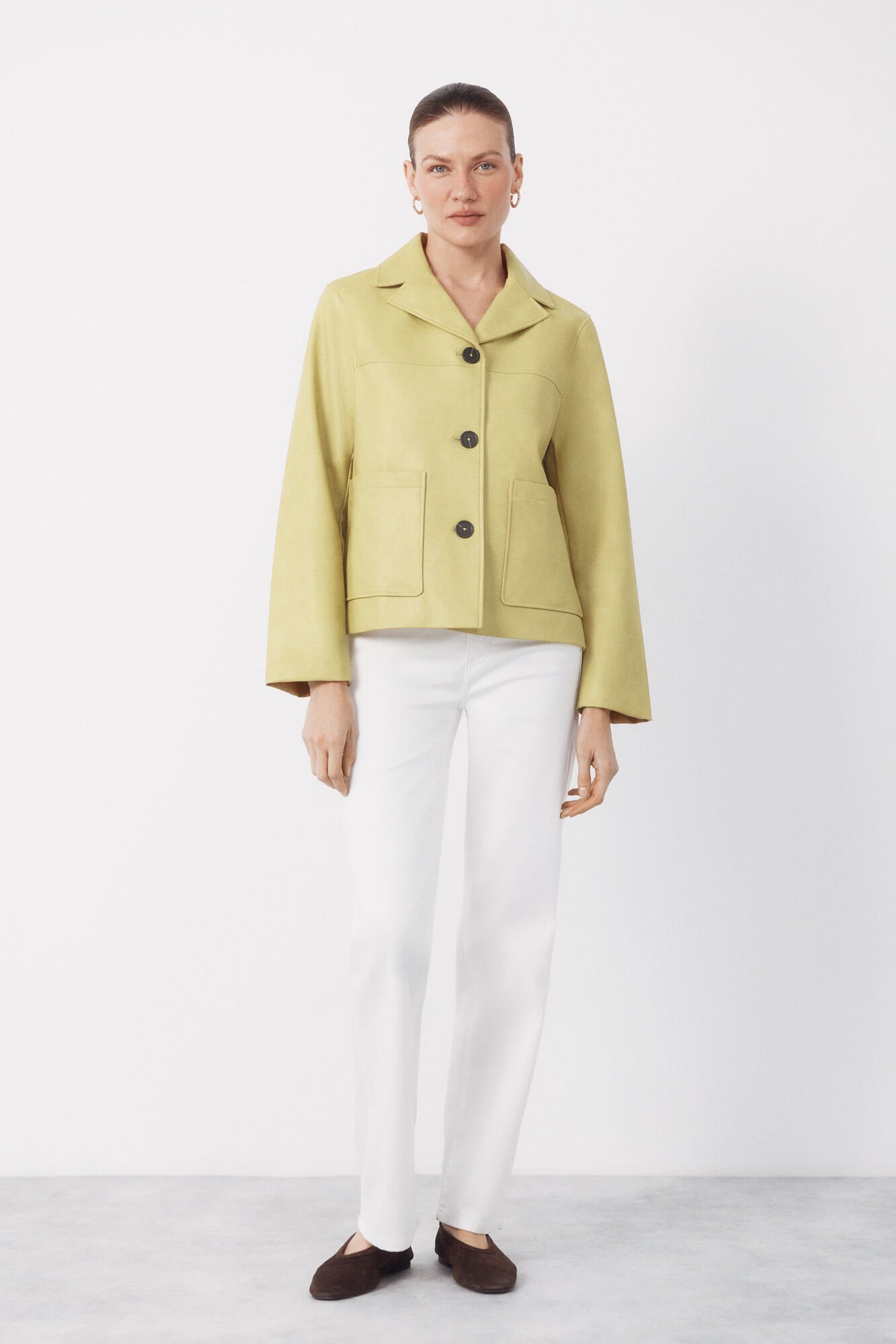 Cortefiel Yellow faux leather jacket