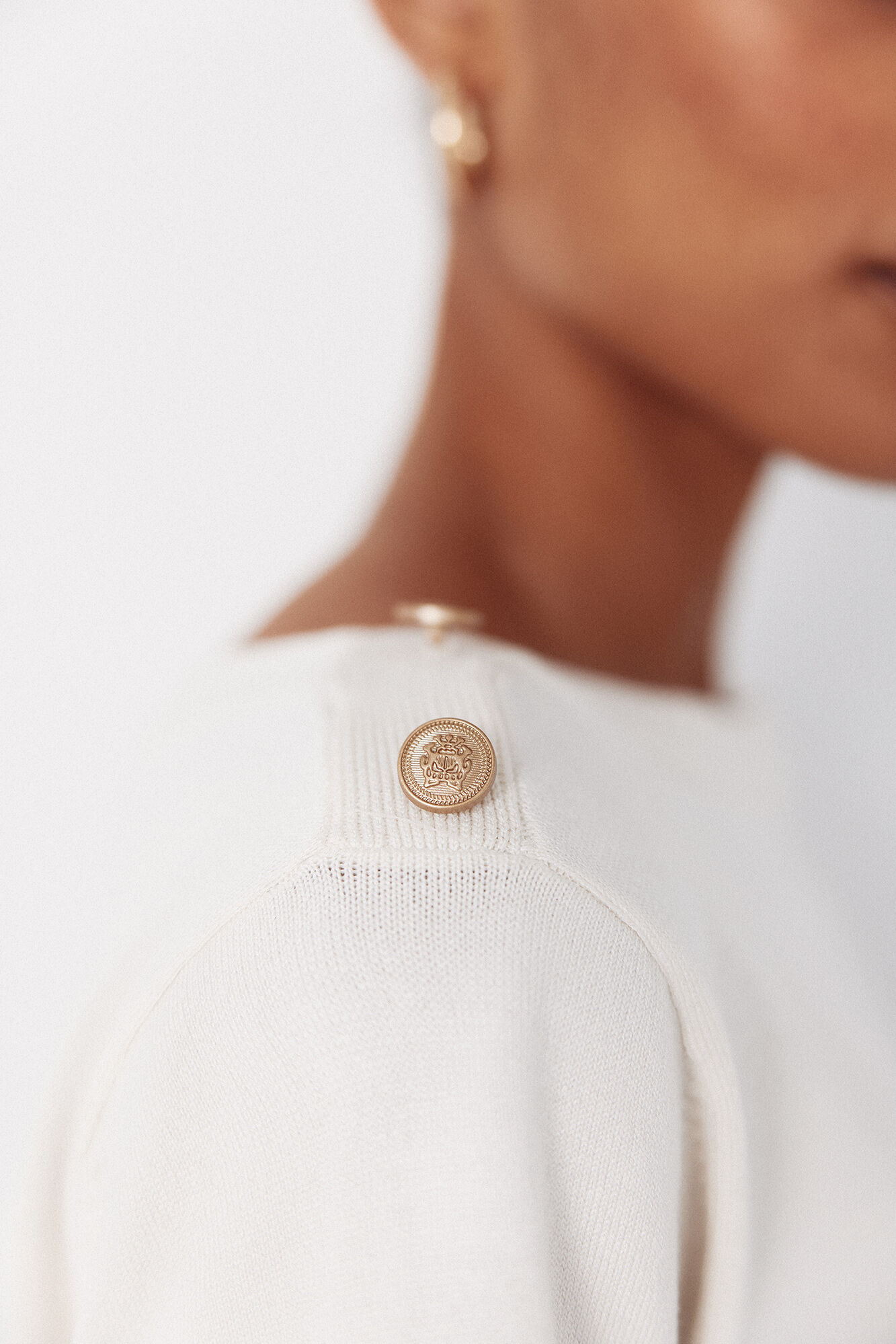 Cortefiel Striped button jumper Ivory