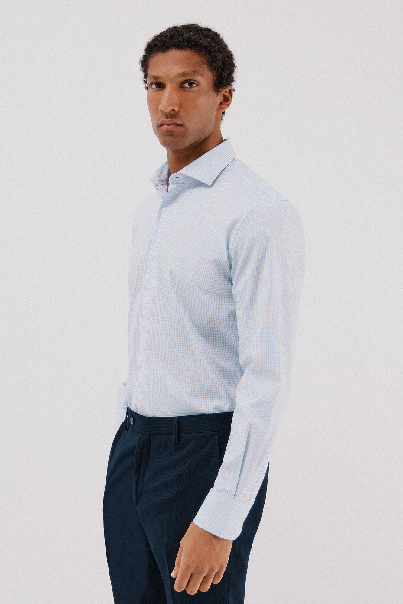 Cortefiel Camisa quadrados f&aacute;cil de engomar Azul