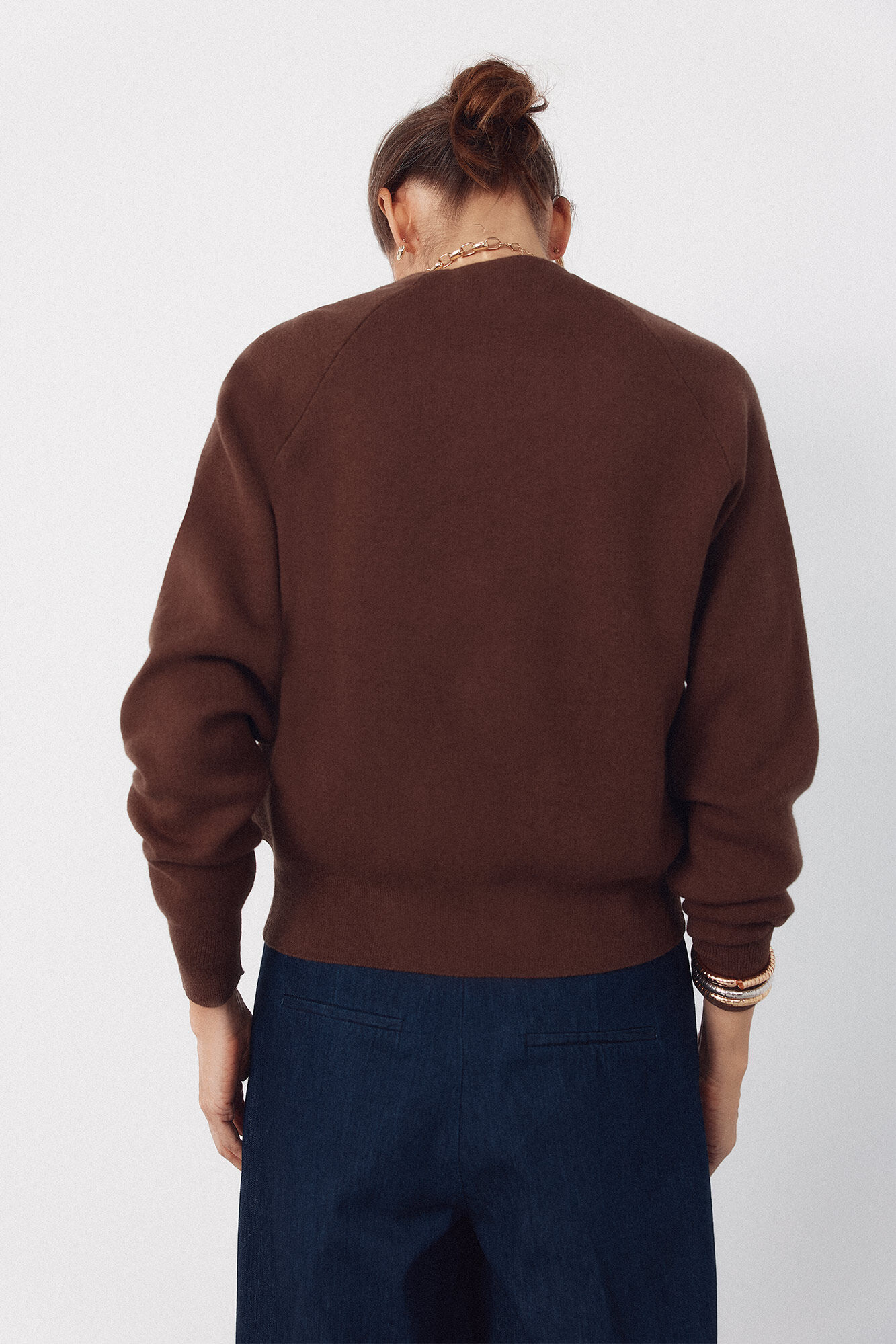 Cortefiel Long sleeve gold jacket Dark brown