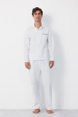 Cortefiel Jersey-knit and fabric pyjama set Blue