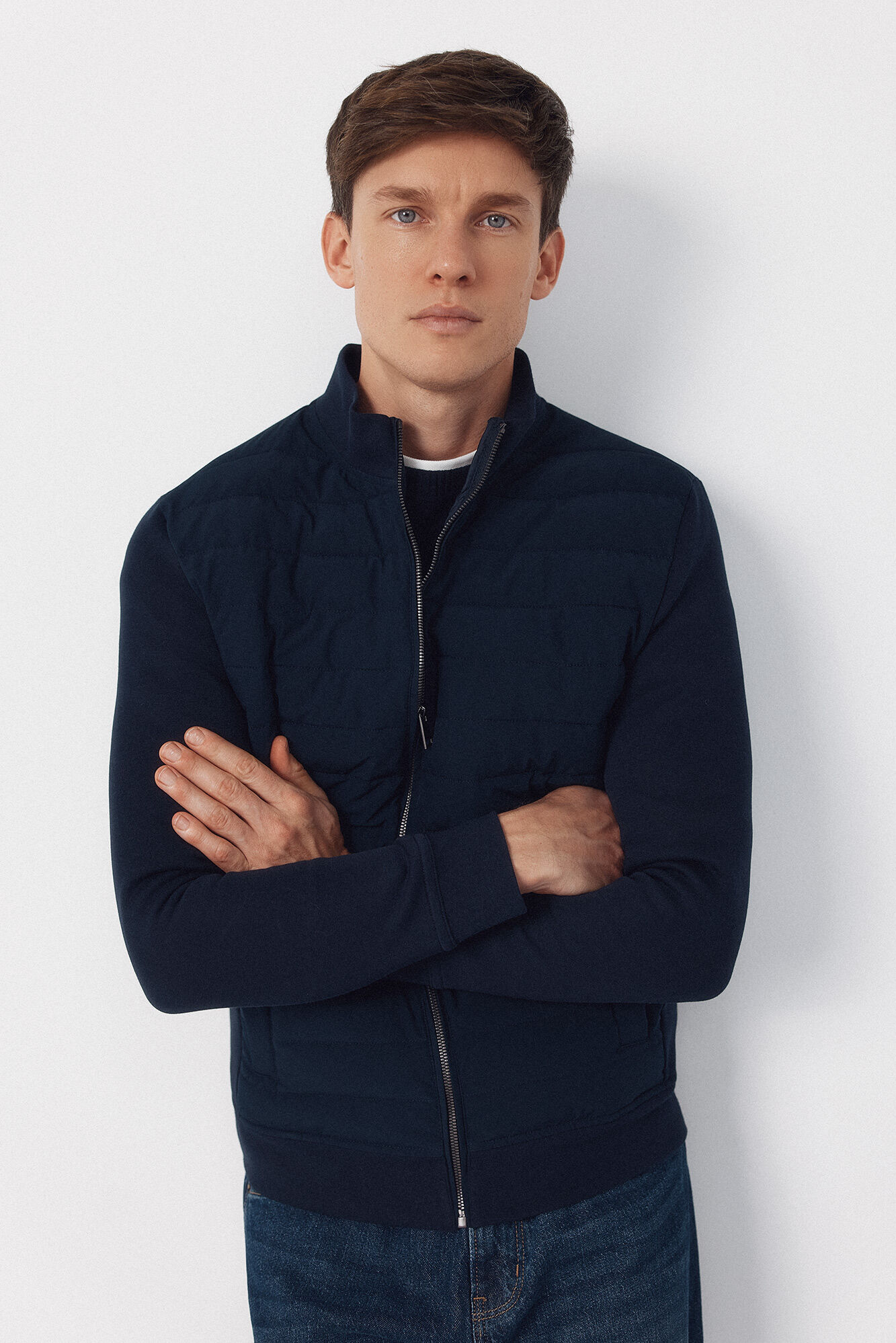 Cortefiel Combined fabric cardigan Navy