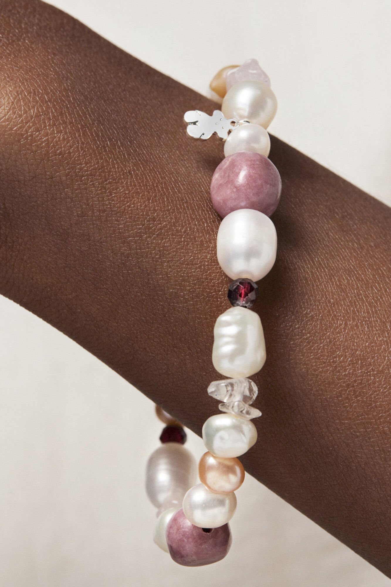 Tous Pulseira de prata com p&eacute;rolas e gemas Cinzento