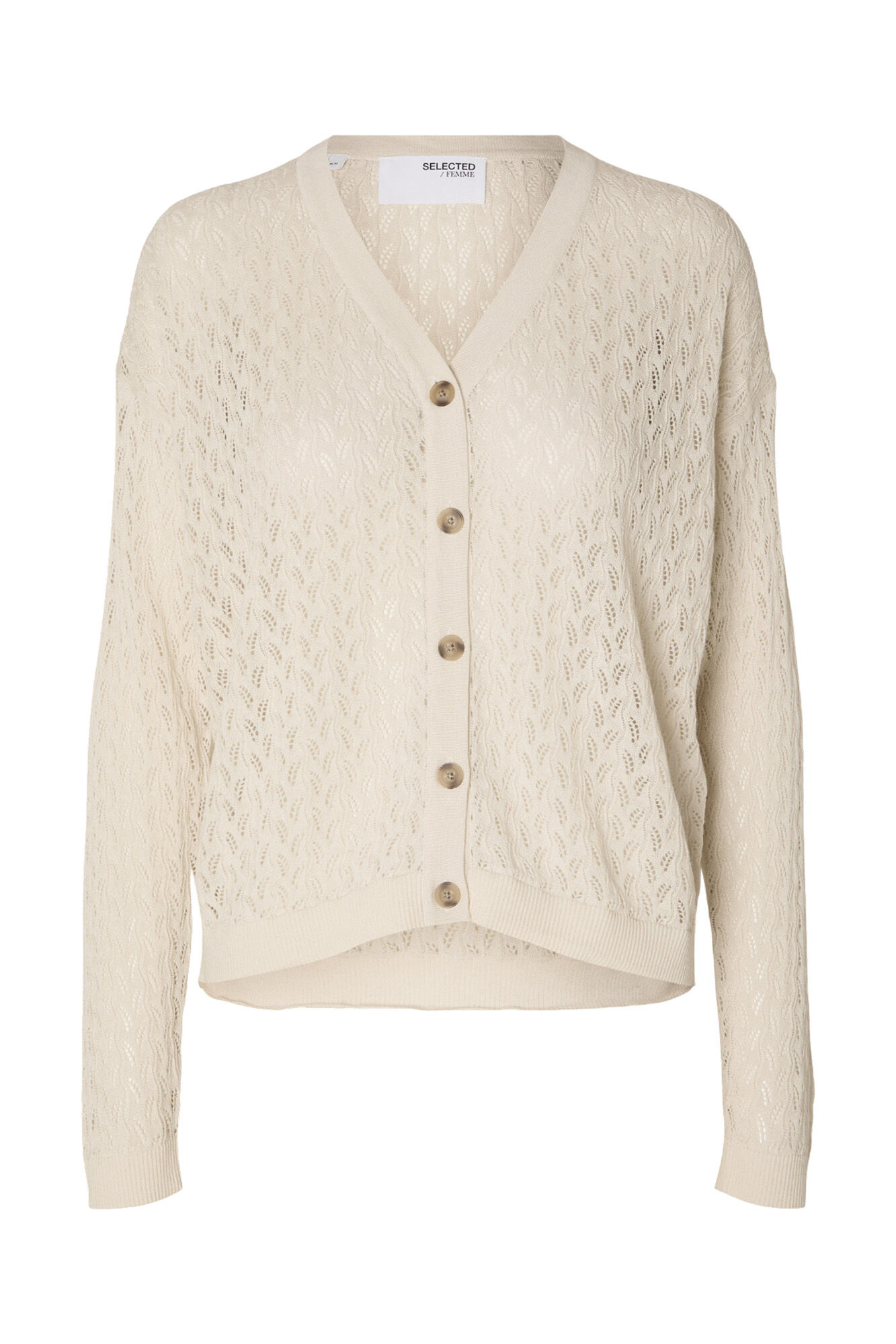 Selected Femme Lightweight cardigan made with linen, organic cotton and tencel.  Grey