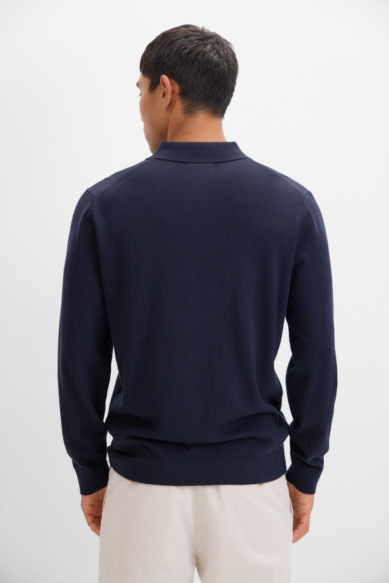 Cortefiel Cotton cashmere polo shirt neck jersey Navy