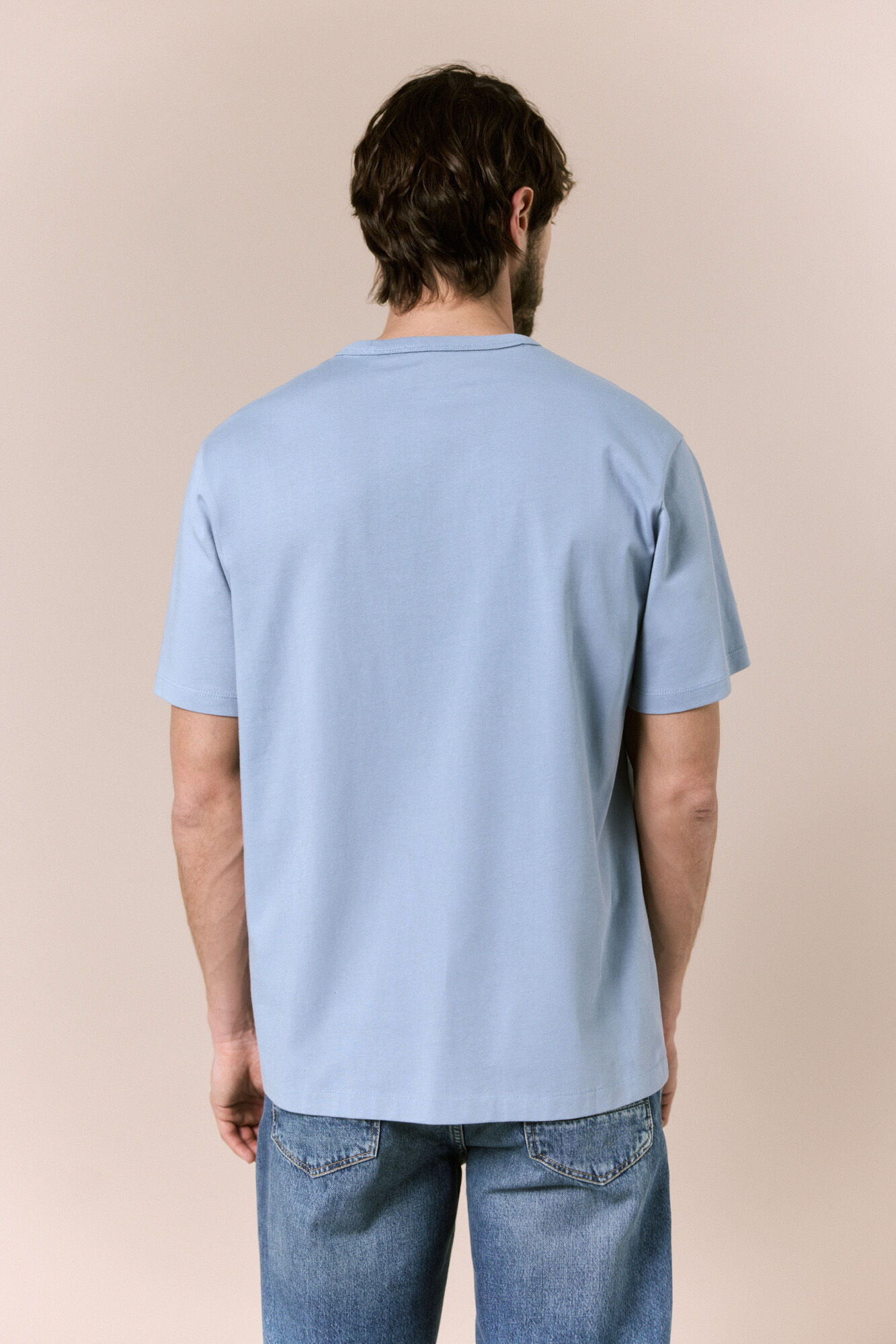 OOTO Washed T-shirt with logo Blue