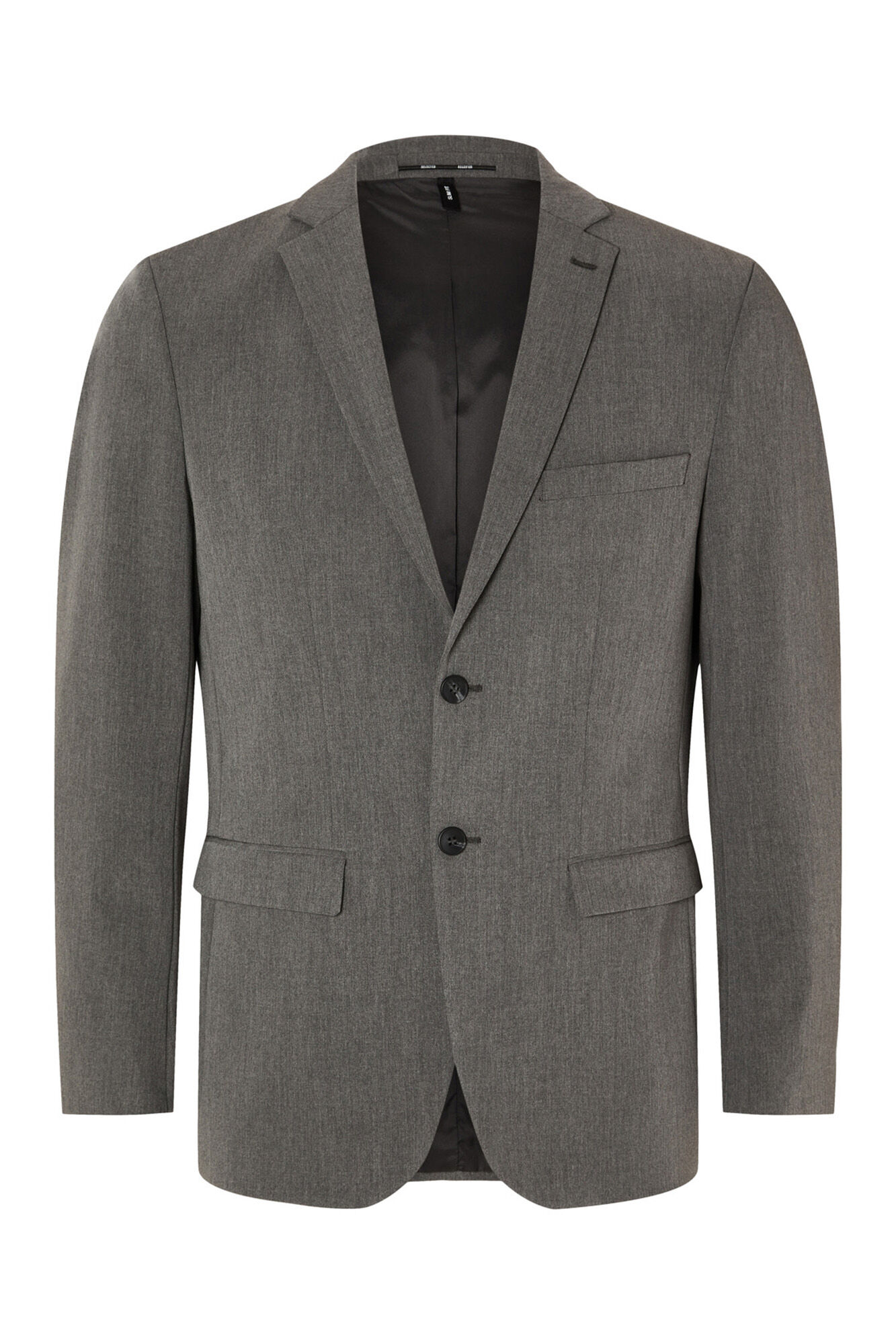 Selected Blazer slim fit com bolsos. Cinzento