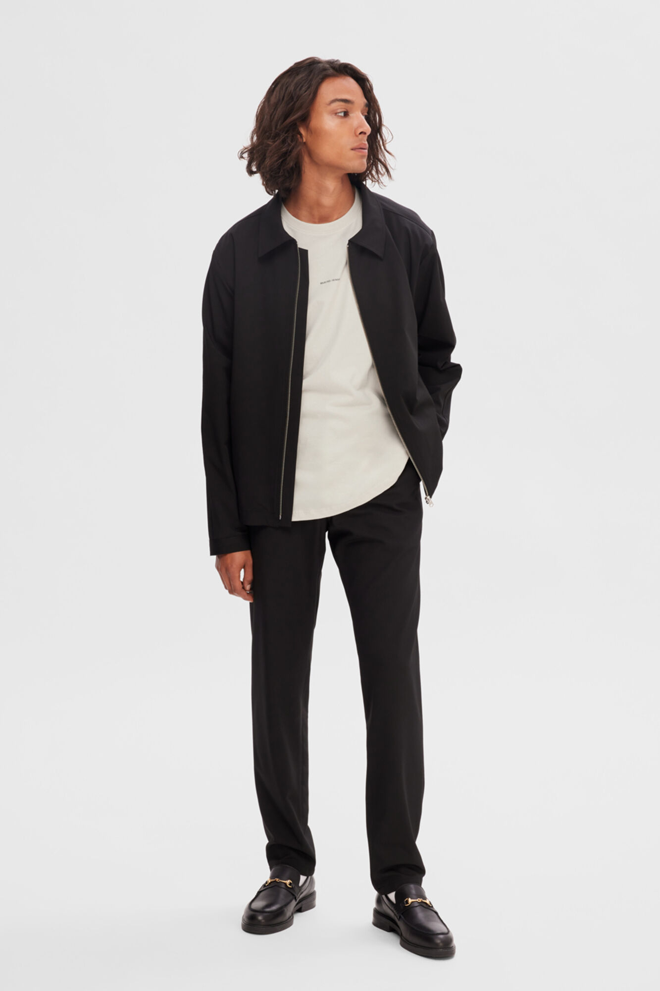 Selected Short-sleeved 100% organic cotton T-shirt with logo Grey