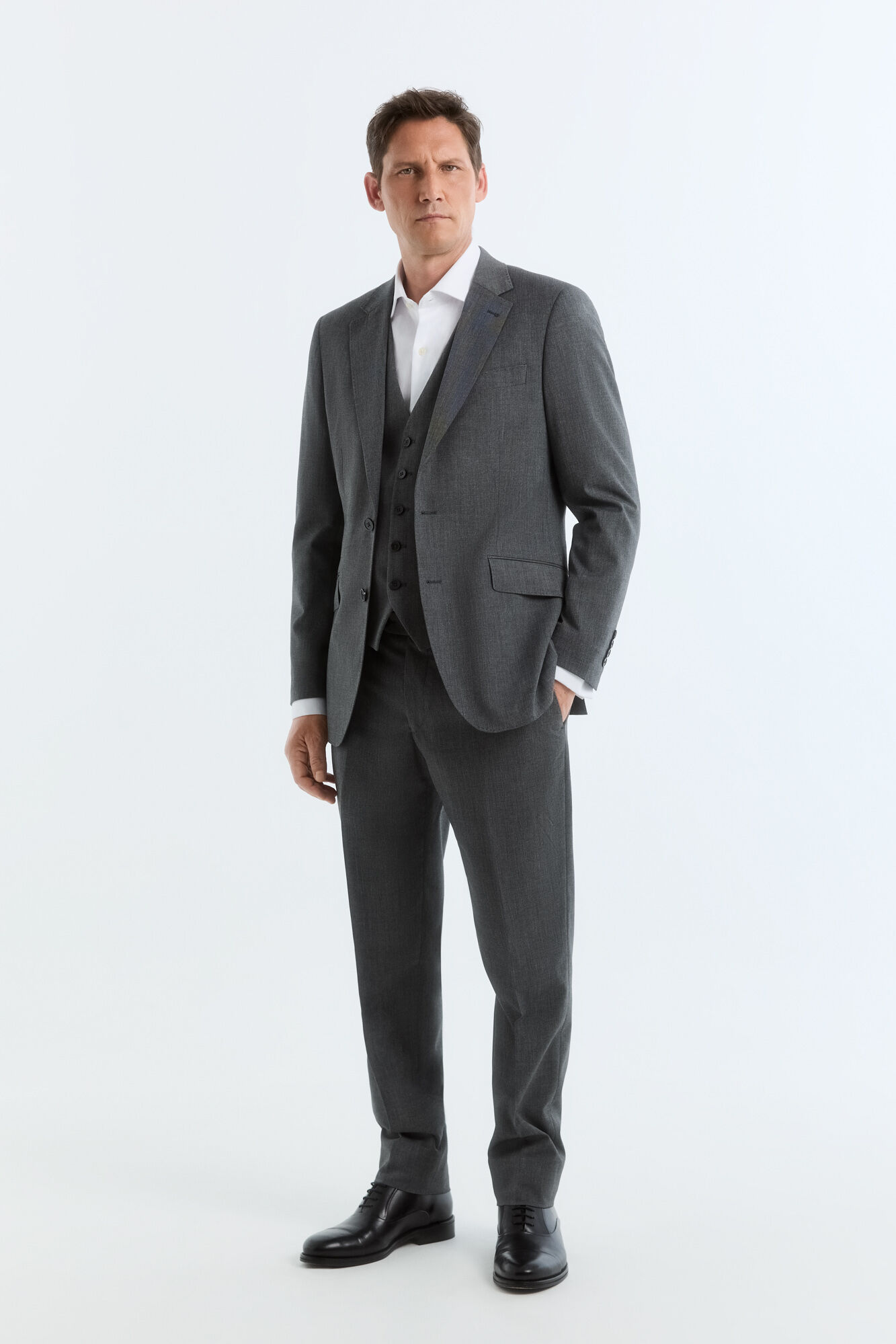 Cortefiel Grey split leather trousers