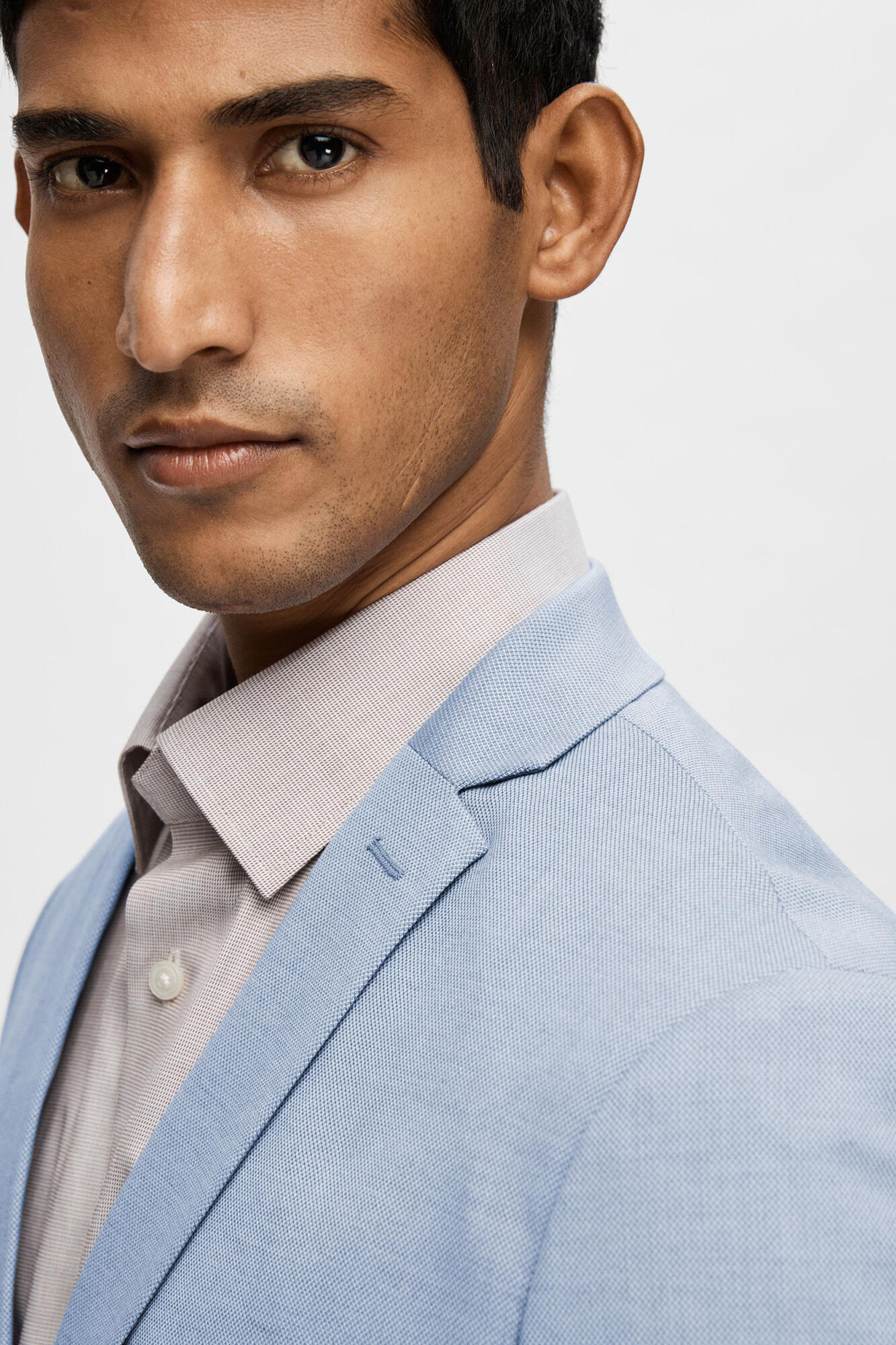 Selected Slim fit suit jacket made from recycled materials. Blue