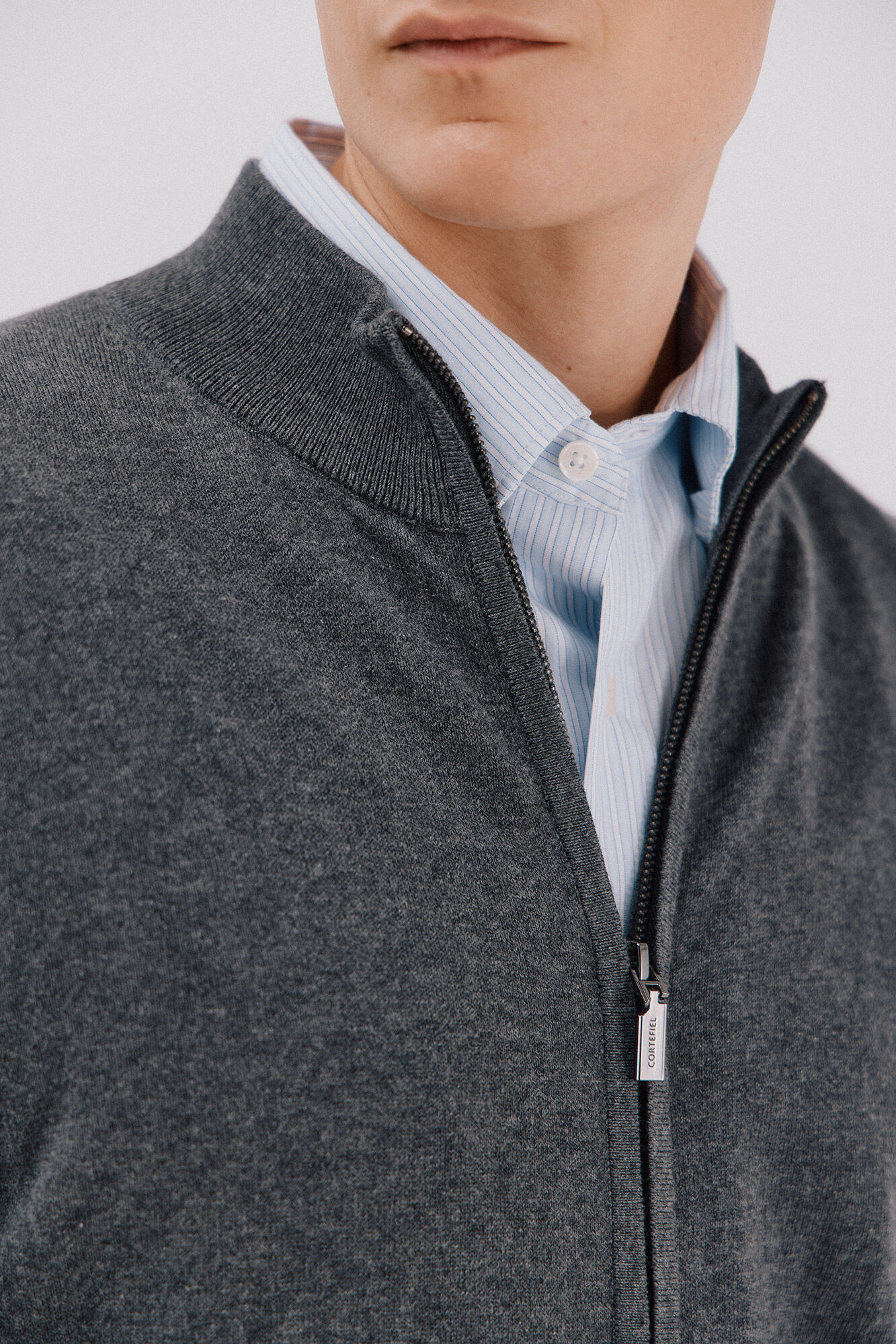 Cortefiel Cotton and cashmere cardigan  Grey