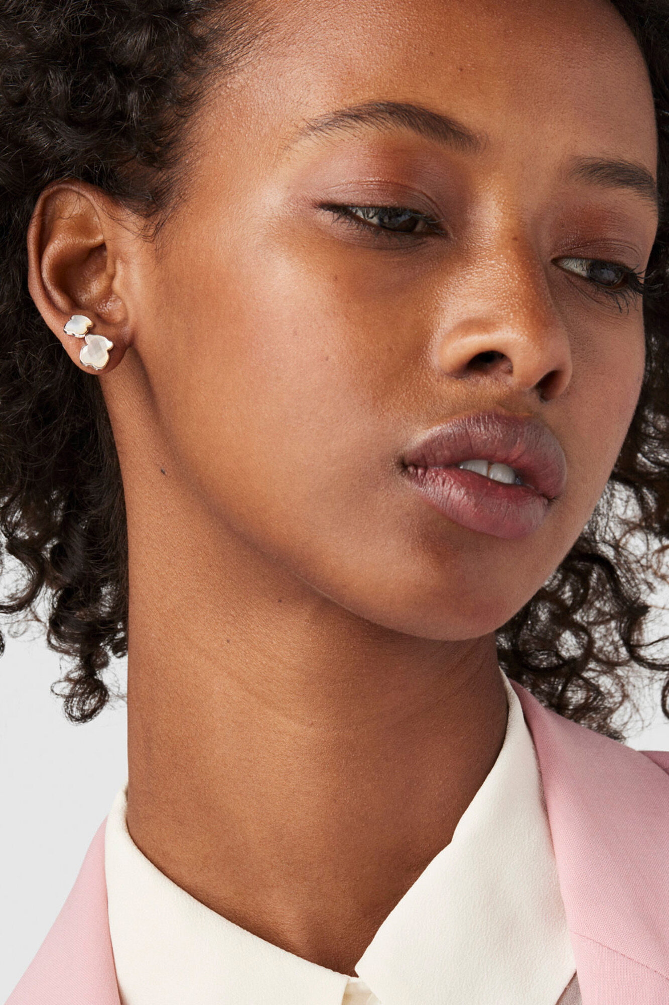 Tous Brincos urso de prata e n&aacute;car Cinzento