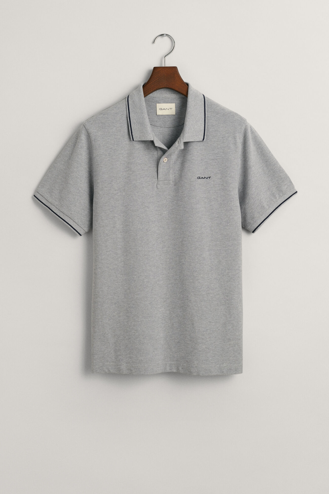 Gant Tipped Piqu&eacute; Polo Shirt Cinzento