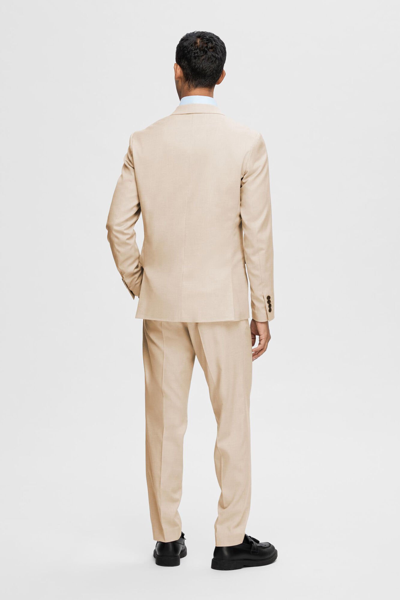 Selected Slim fit suit jacket made from recycled materials Brown