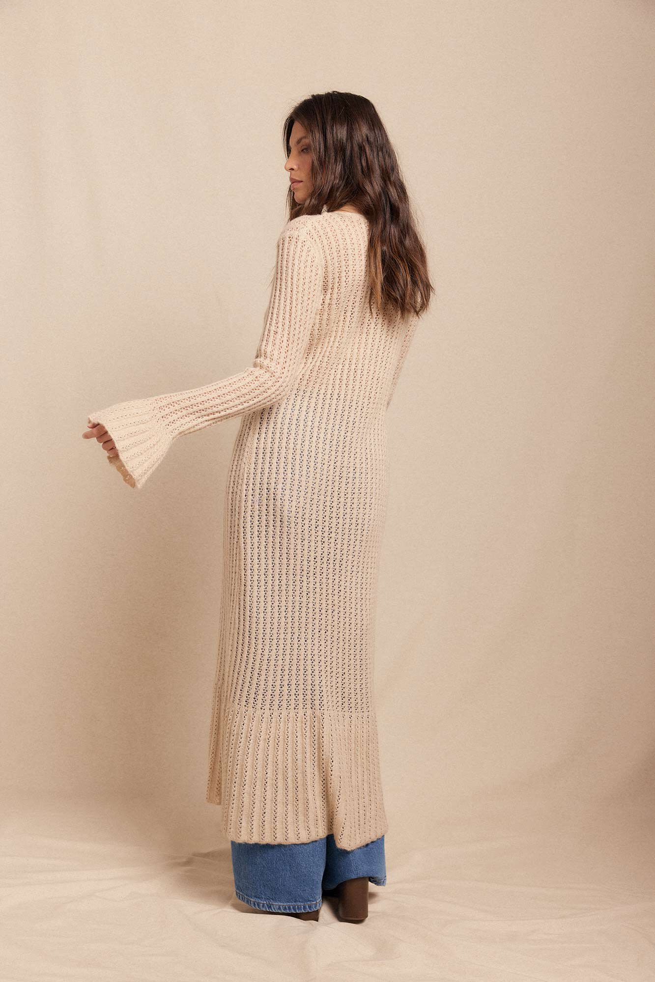 Slowlove Casaco comprido malha Ecru