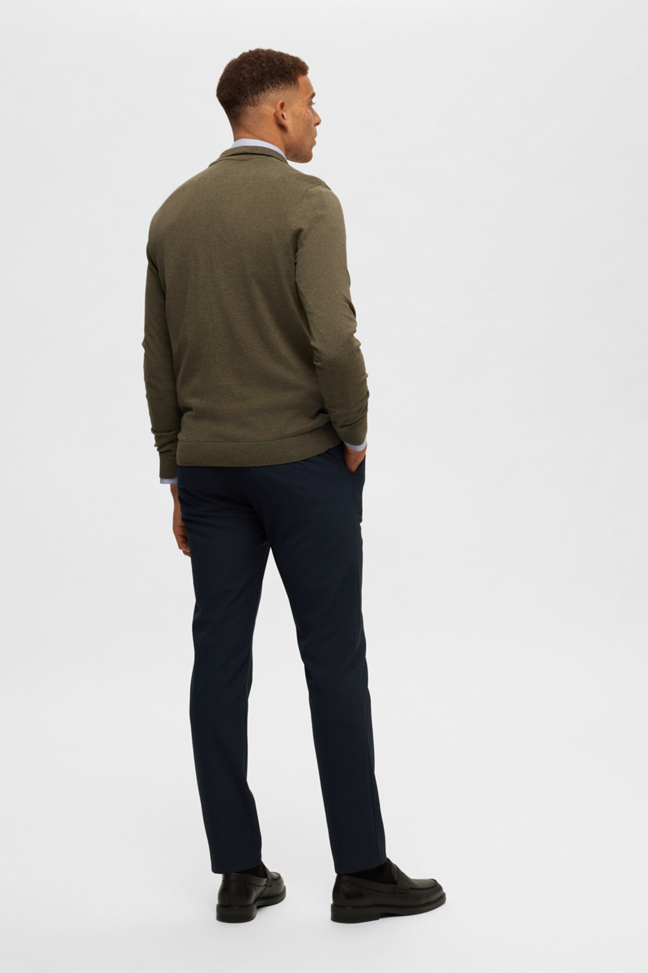 Selected Men's 100% cotton zip-up jumper Green