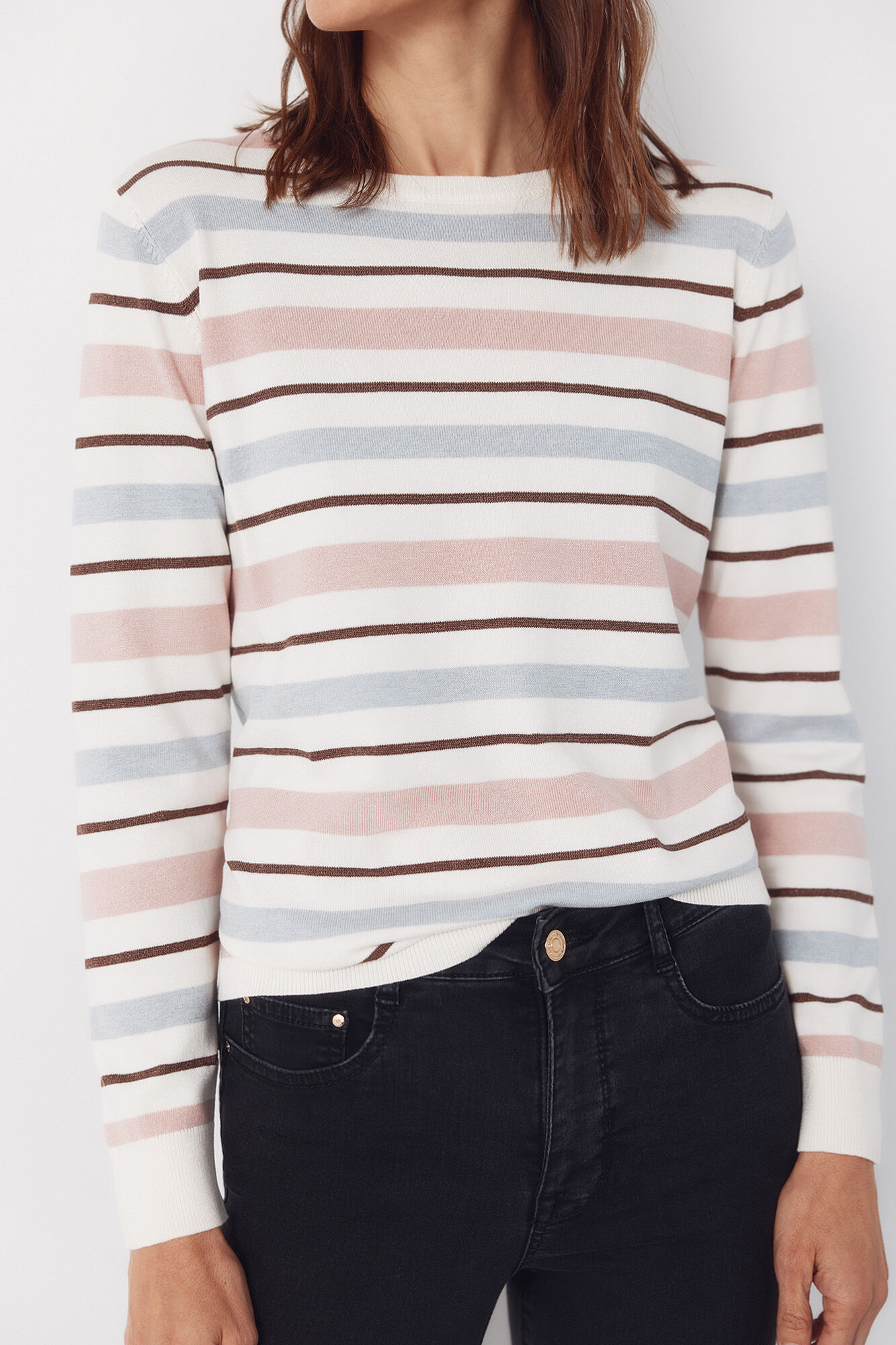 Cortefiel Striped jersey-knit jumper Pink