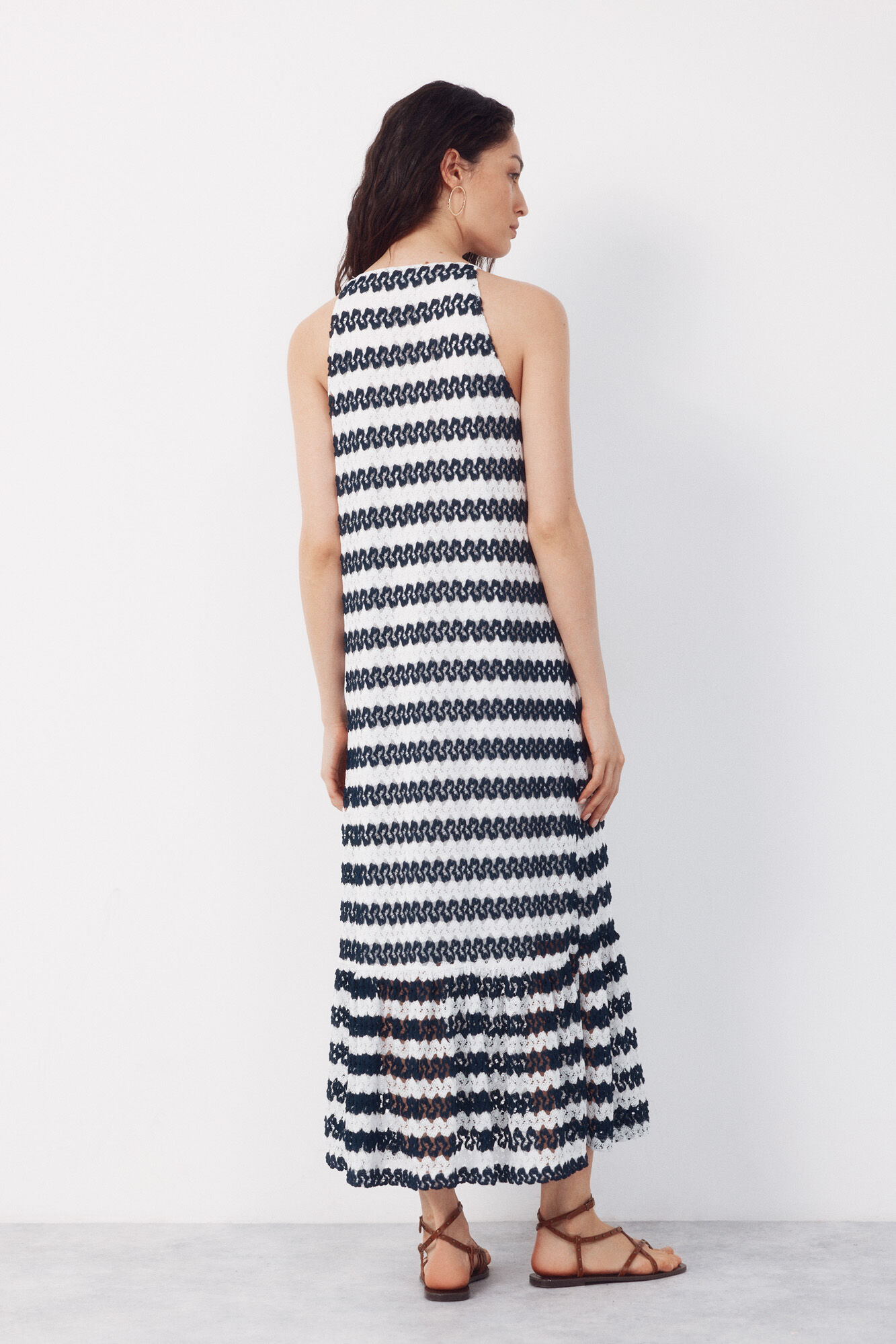 Cortefiel Vestido halter estructura Estampado azul