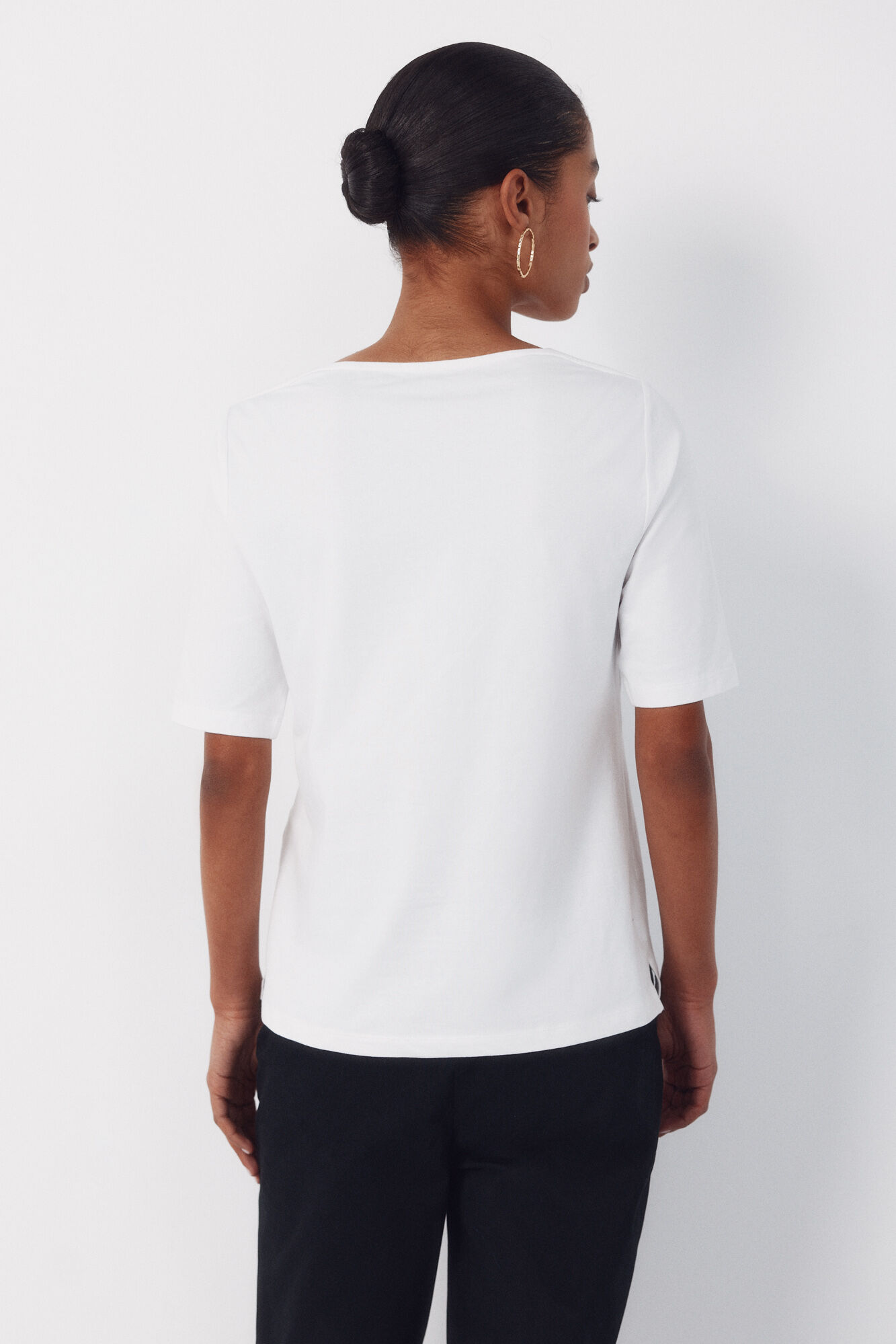 Cortefiel Camiseta cuello barco Blanco