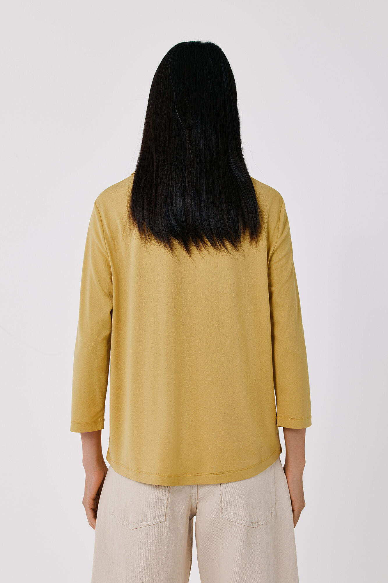 Cortefiel Camisa el&aacute;stica botones Amarillo