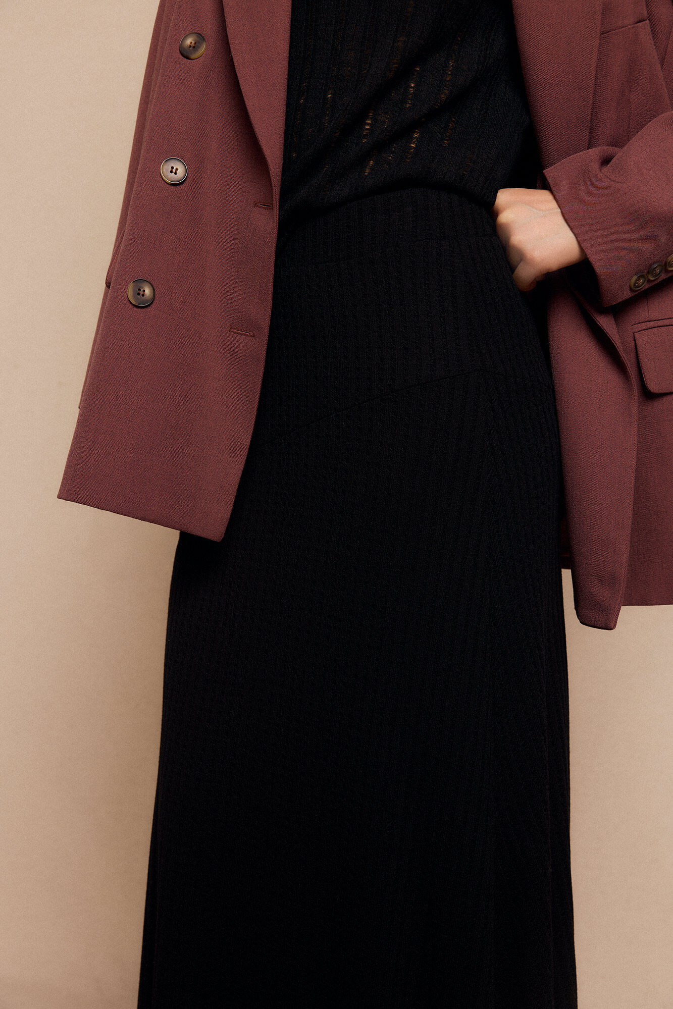 Slowlove Falda capa de punto Negro