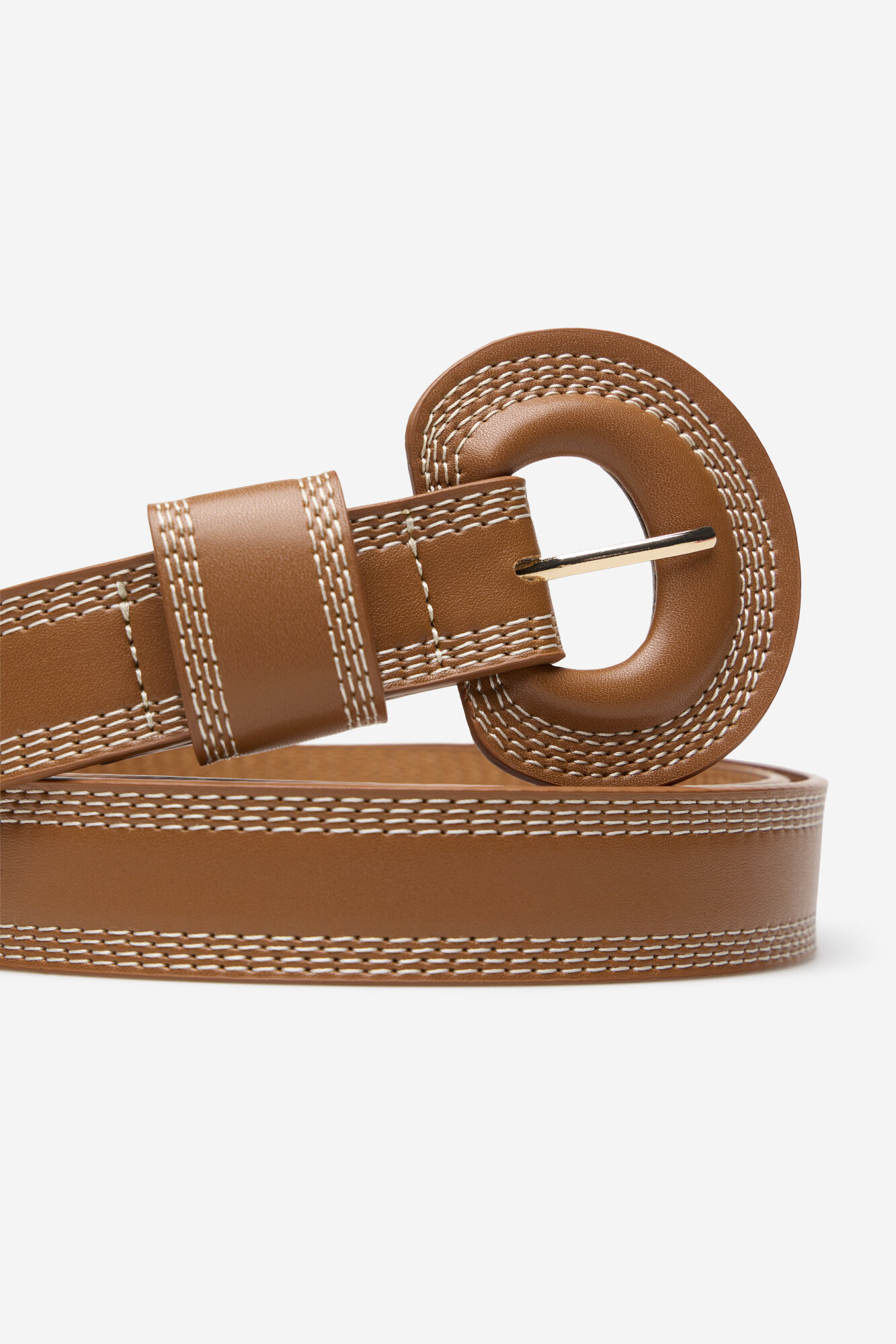 Cortefiel Belt lined with topstitching Brown